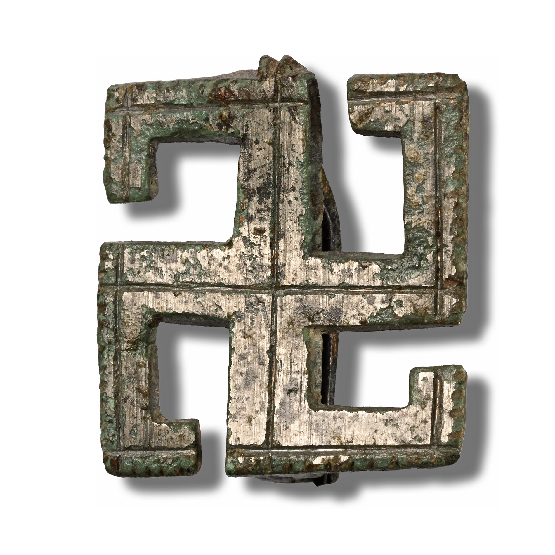 Roman Tinned Bronze Fylfot Brooch