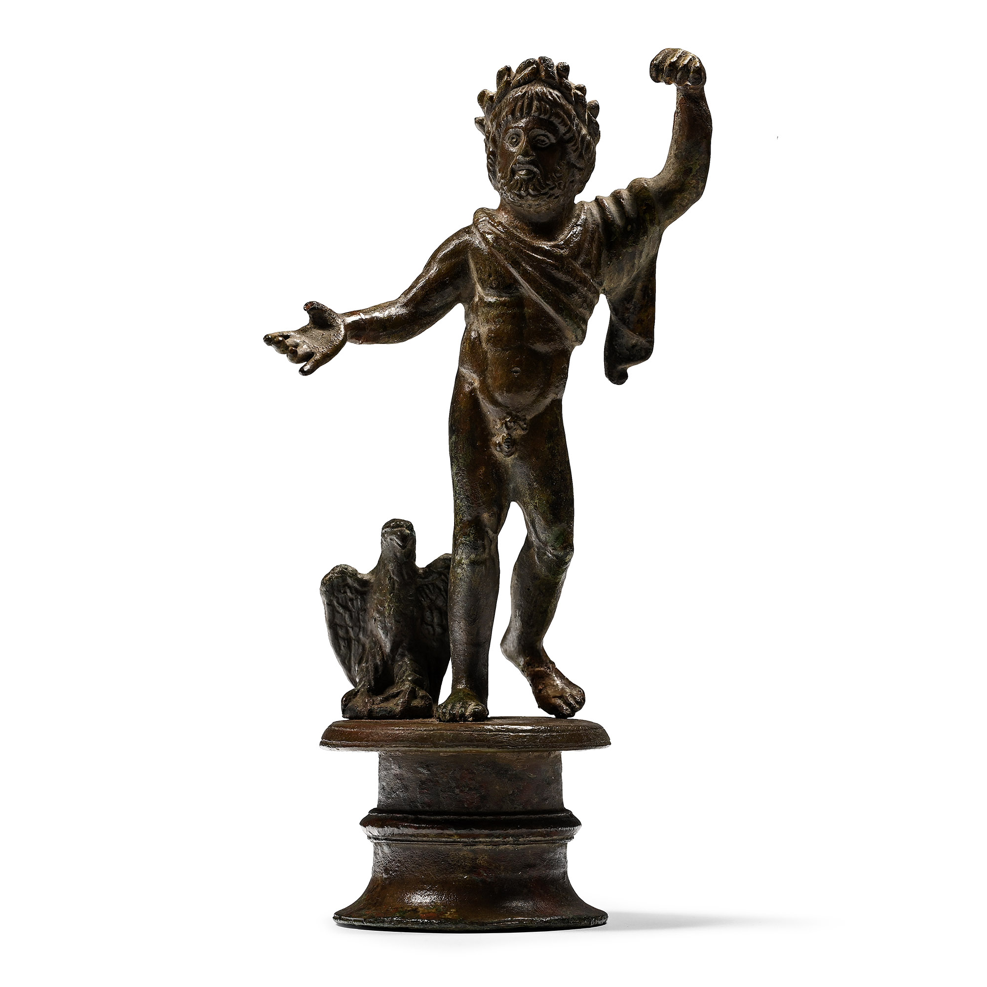 Roman Bronze Statue of Zeus with Eagle