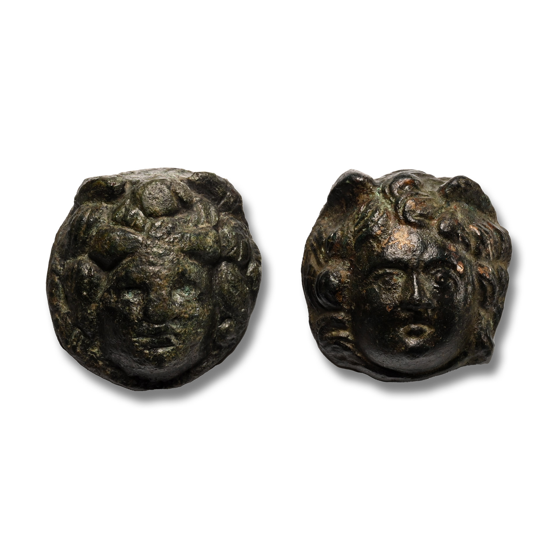 Roman Bronze Medusa Mount Pair