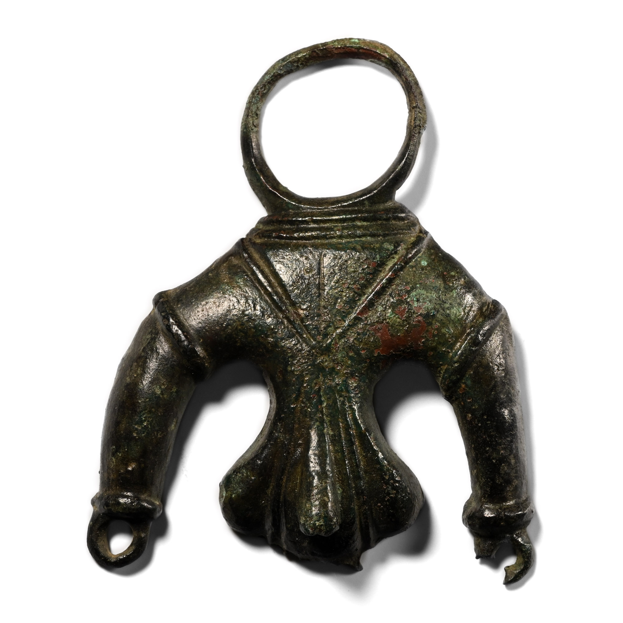 Large Roman Bronze Triple Phallic Pendant
