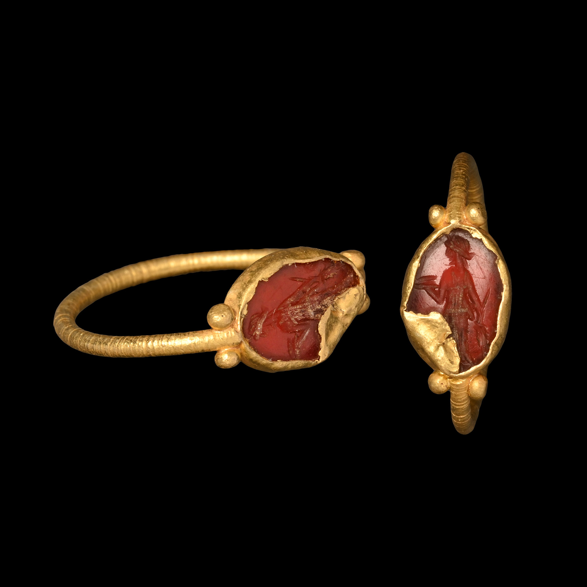 Roman Gold Ring with Diana Gemstone