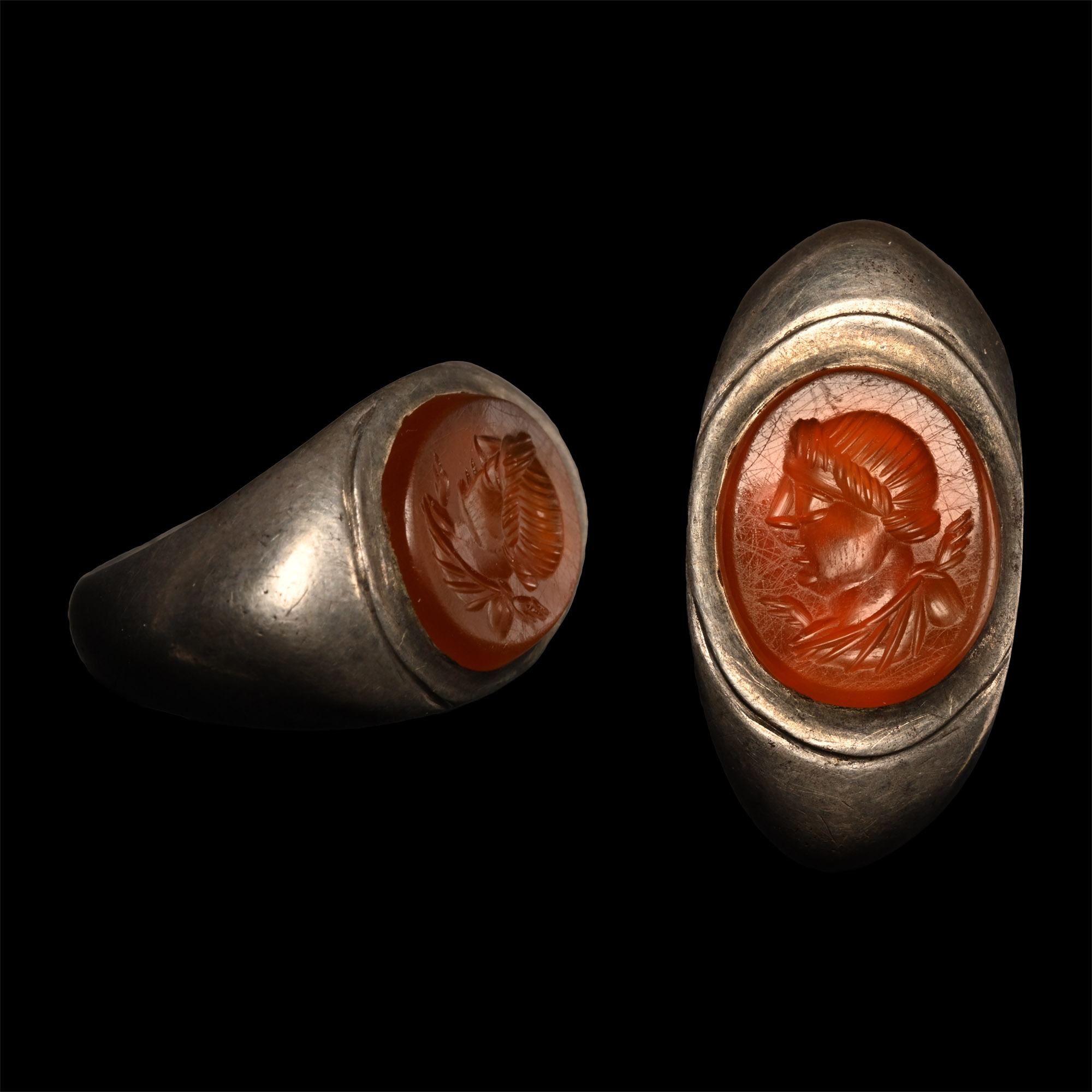 Roman Silver Ring with Portrait Gemstone