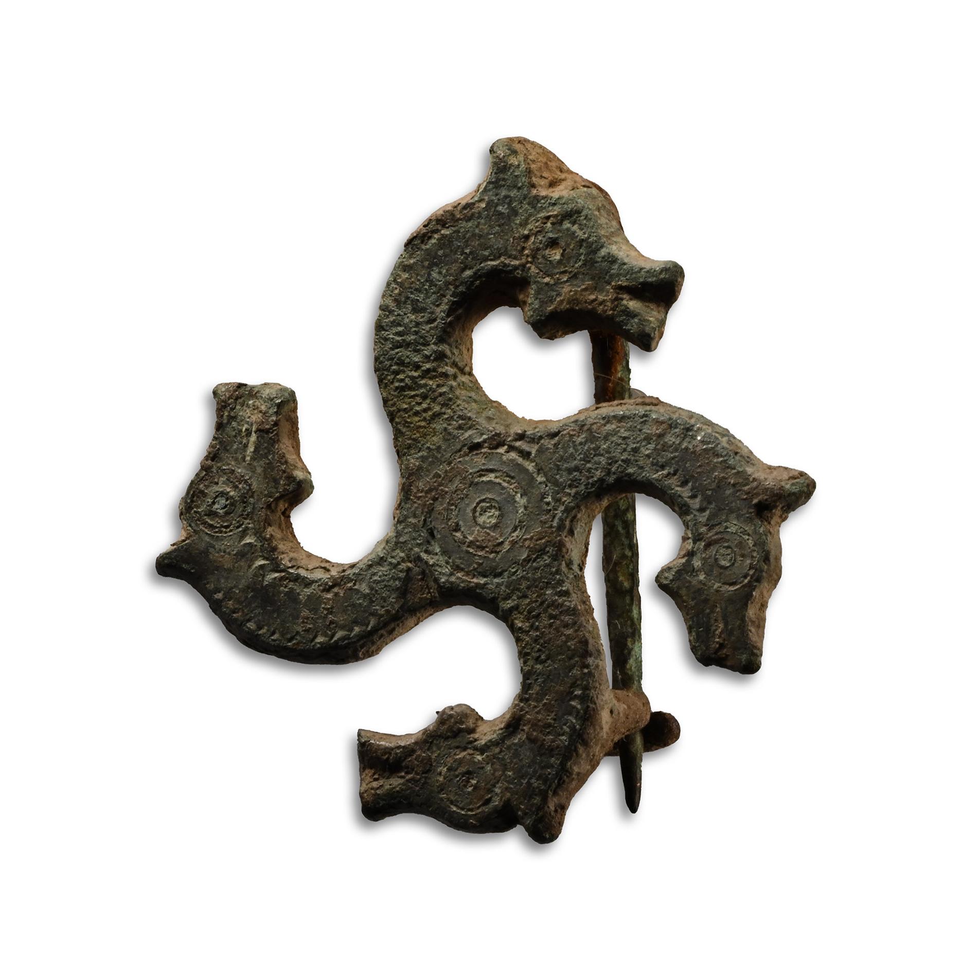 Roman Bronze Horse Whorl Brooch