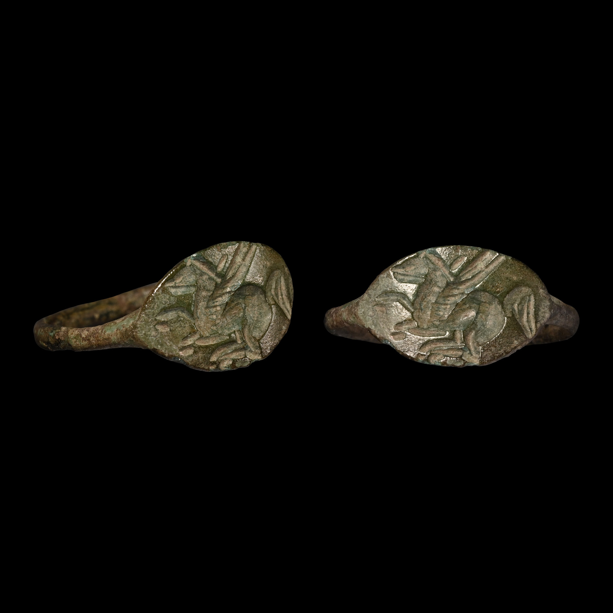 Greek Bronze Ring with Pegasus