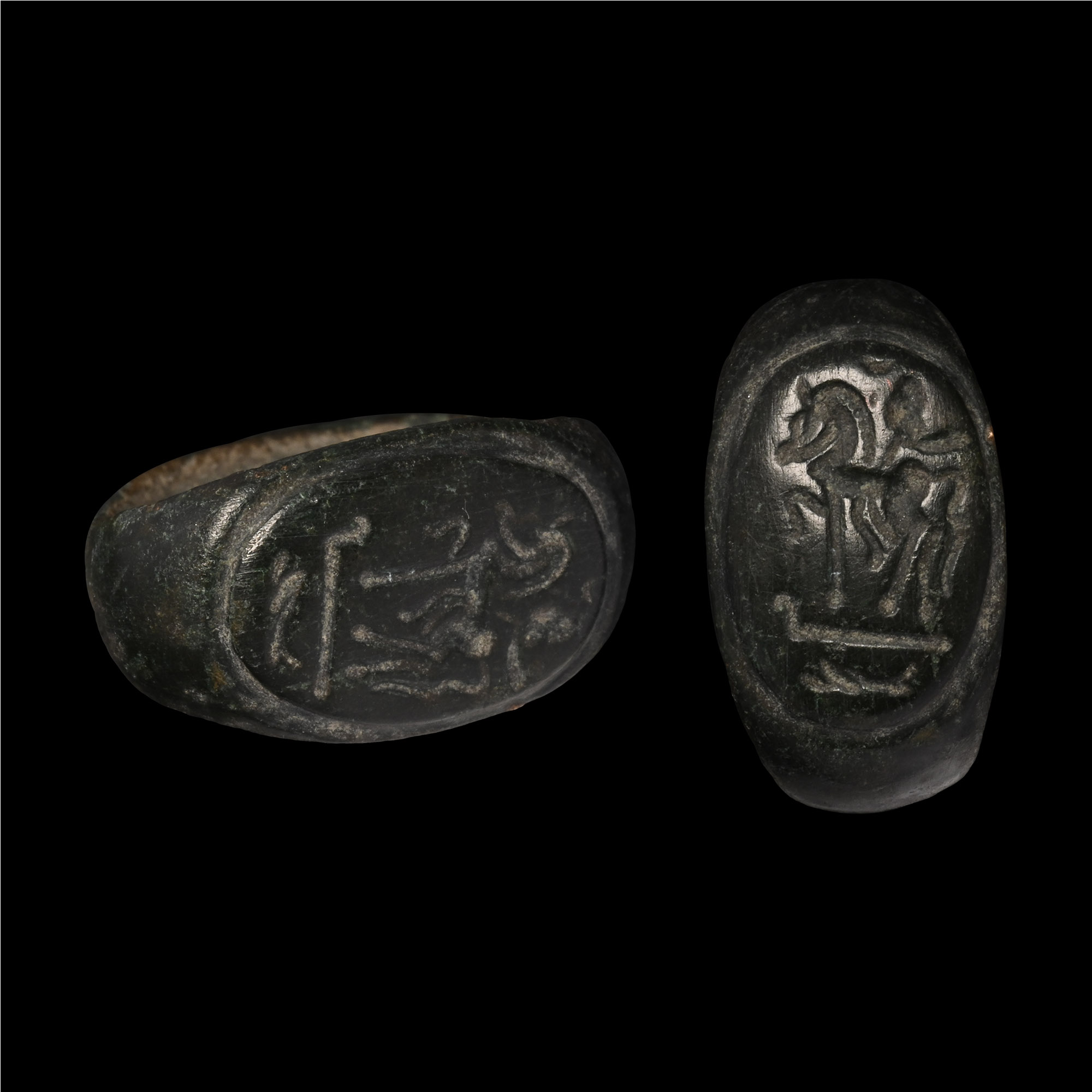 Roman Bronze Ring with Prancing Horse and Rider