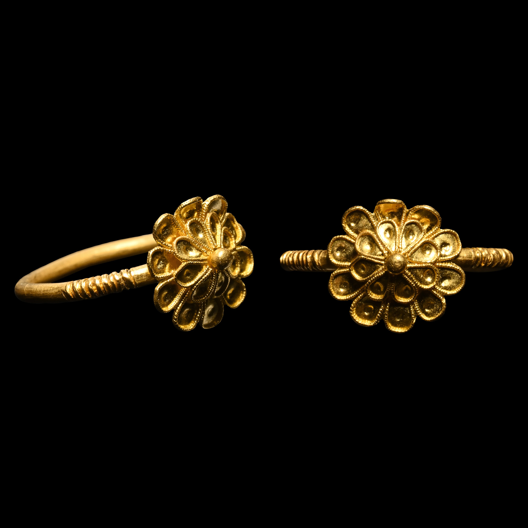 Greek Gold Ring with Flower