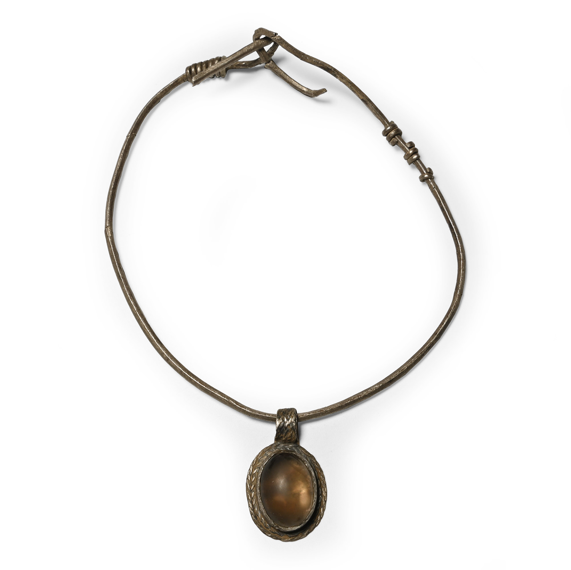 Roman Silver Torc with Gemstone Pendant