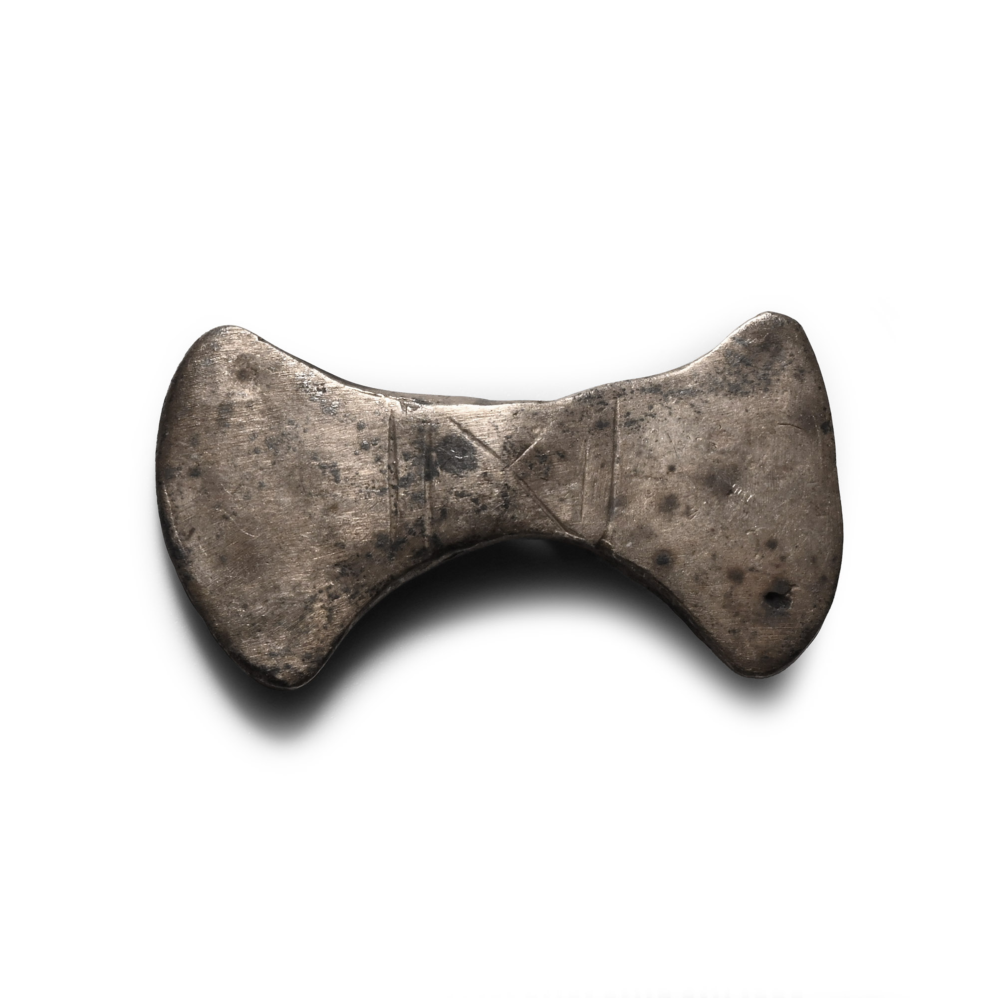 Iron Age Celtic Silver Double-Bladed Axehead Amulet