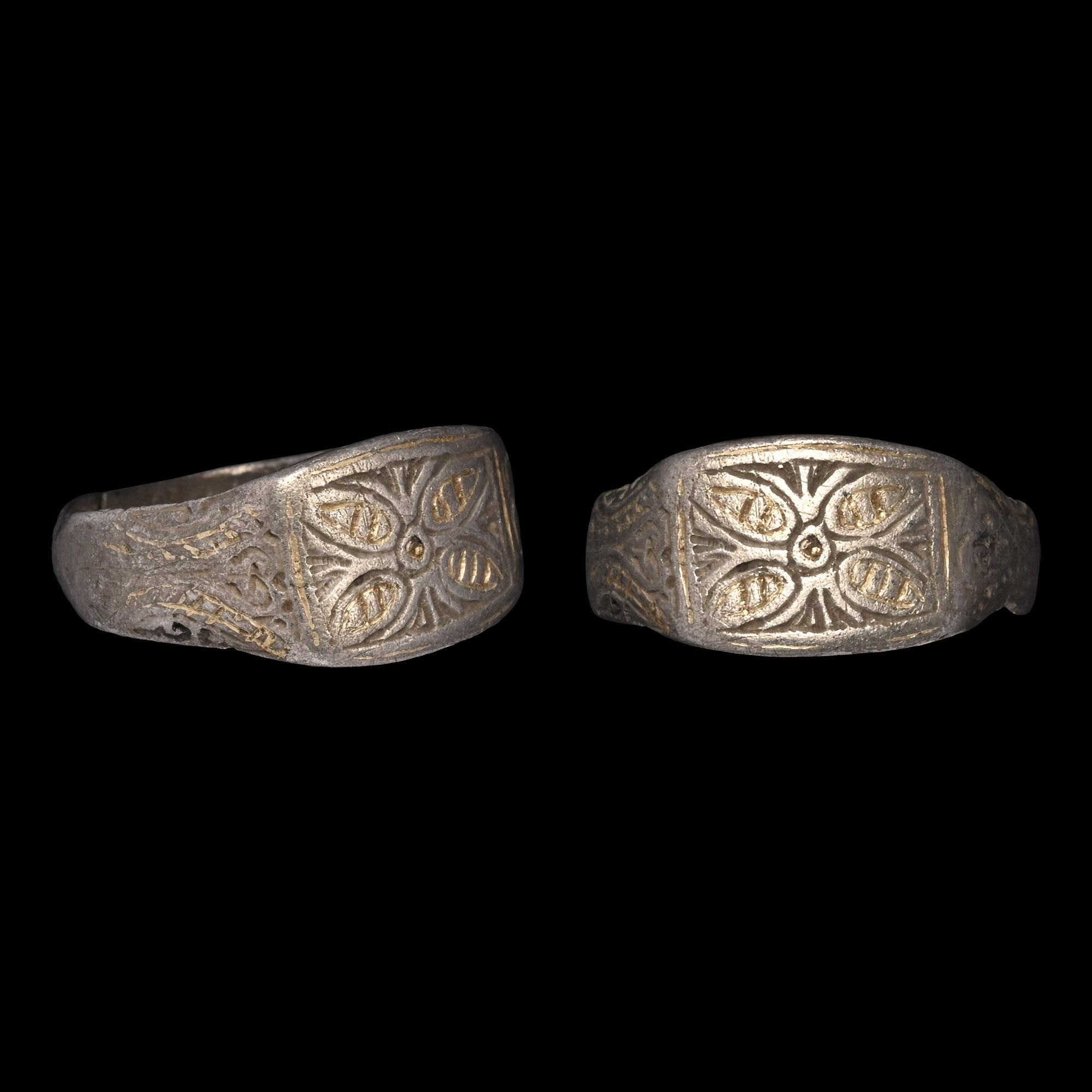Medieval Silver Floral Decorated Ring