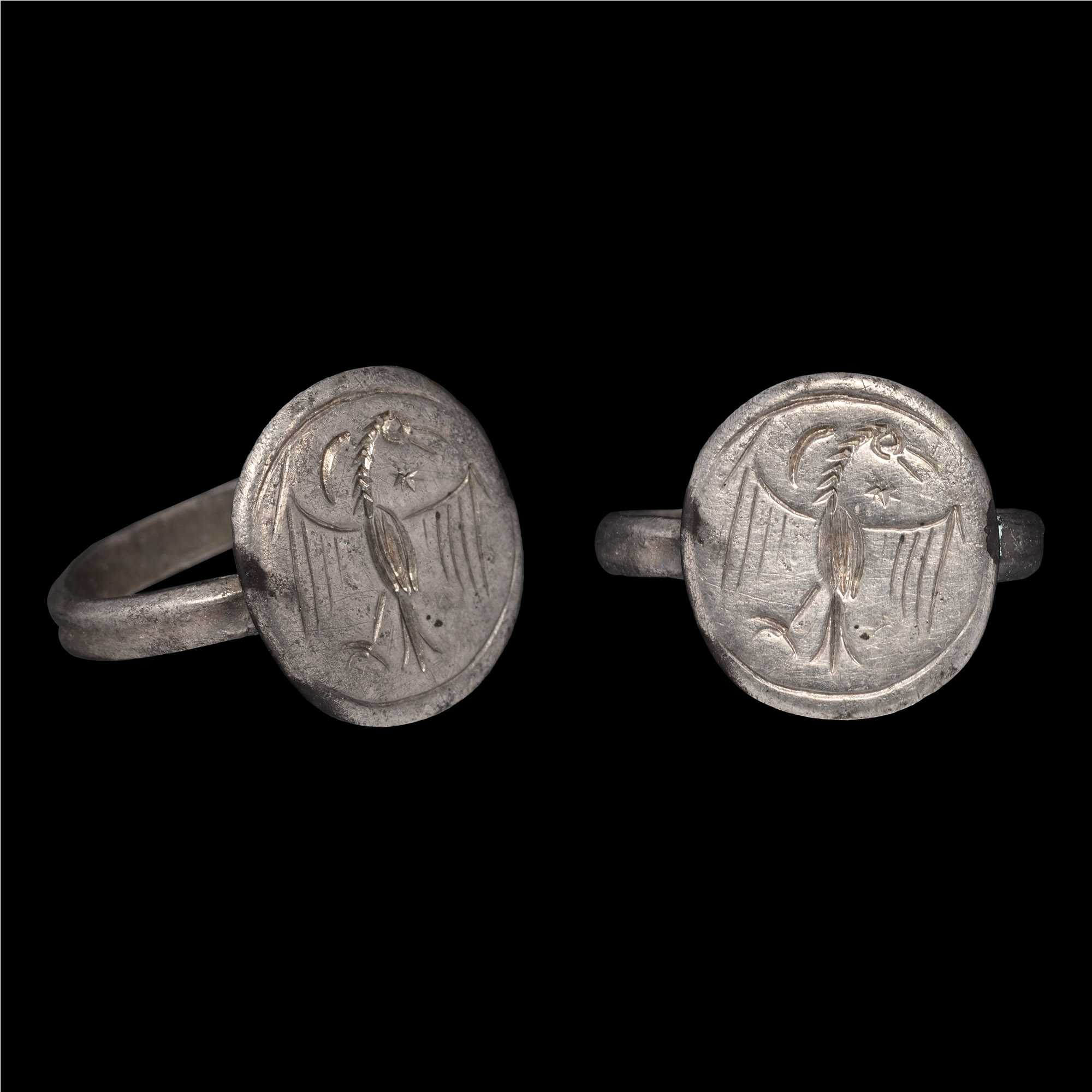 Medieval Silver Ring with Spread Eagle