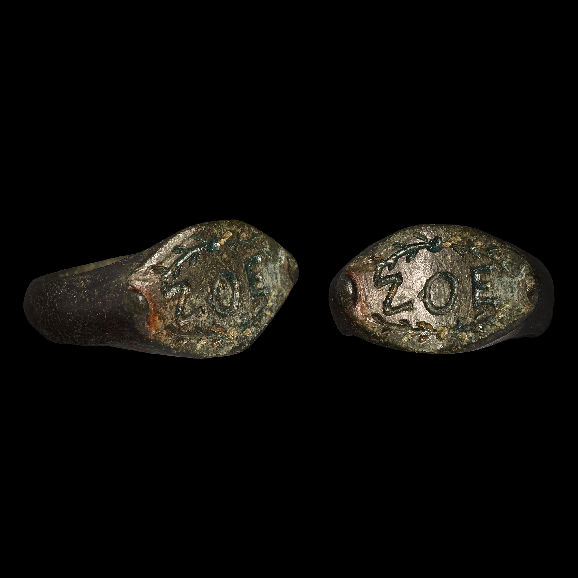 Roman Bronze Ring with ZOE