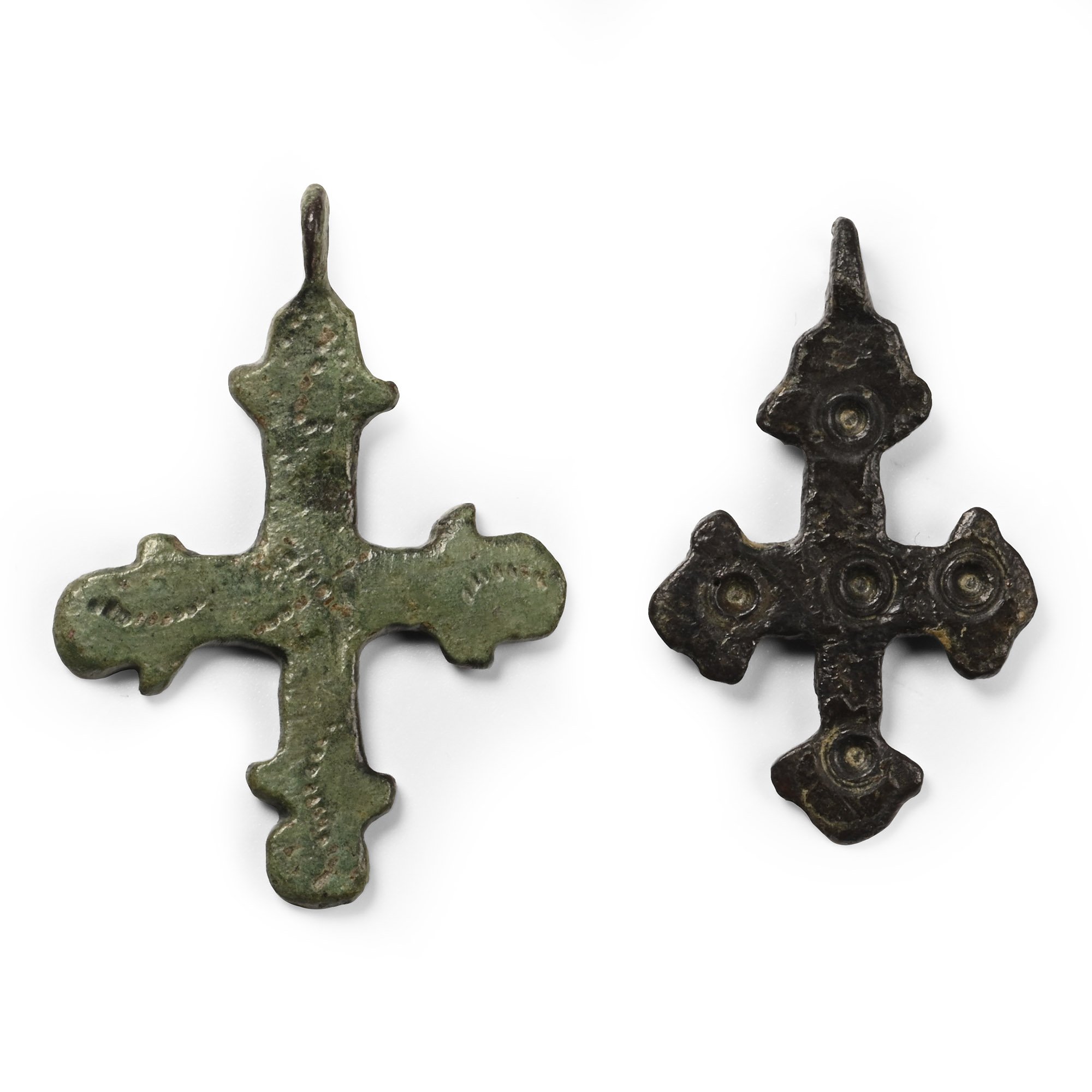 Byzantine Bronze Cross Pendant Group