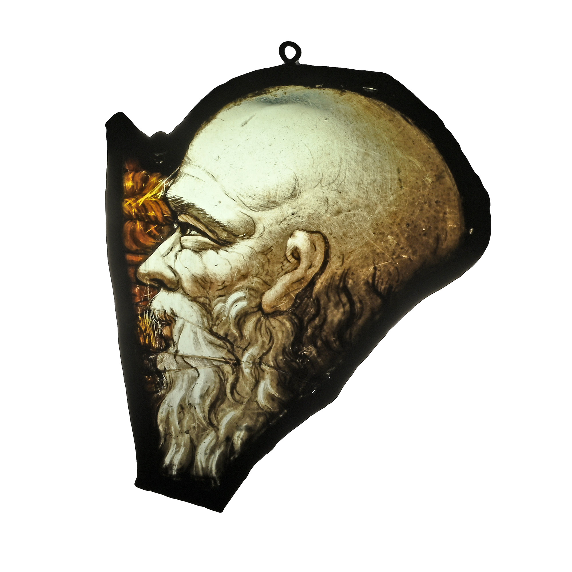 Medieval Stained Glass Panel with Head