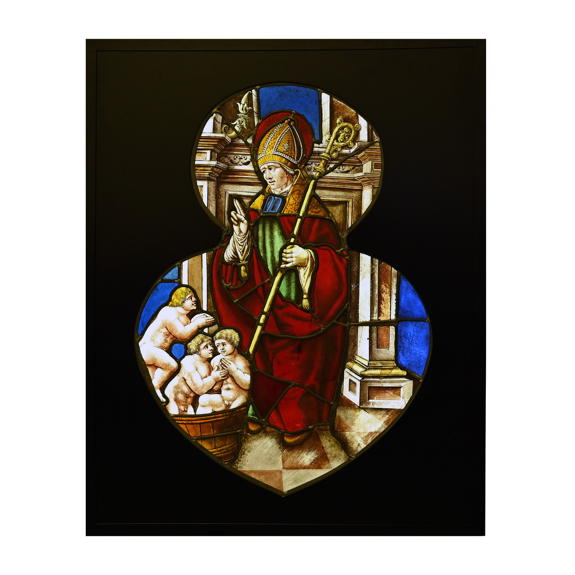 Renaissance Illuminated Souflet Panel with Saint Nicholas