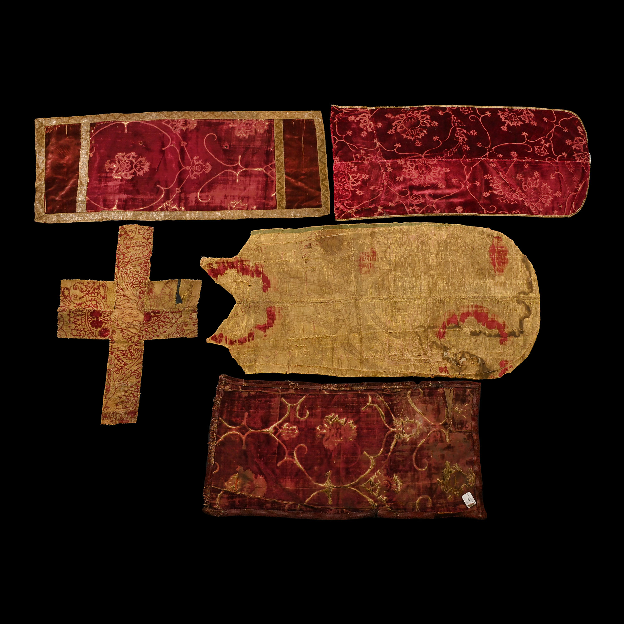 Medieval Group of Italian Ferroneries and 'Cloth of Gold' Velvets
