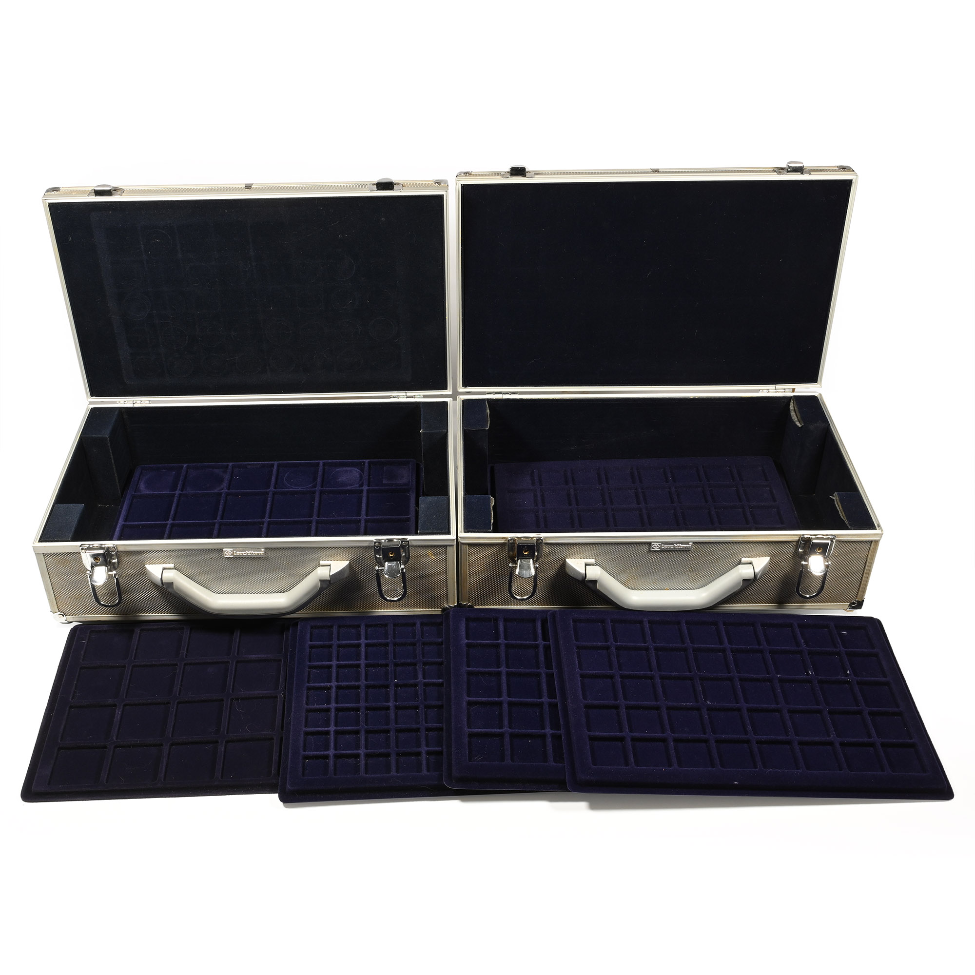 Group of Two Aluminium Coin Carry Cases.