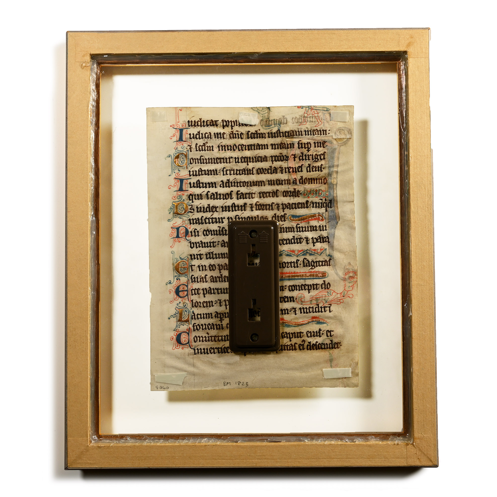 Medieval Manuscript with Historiated 'Parce Mihi' with a Priest at an Altar