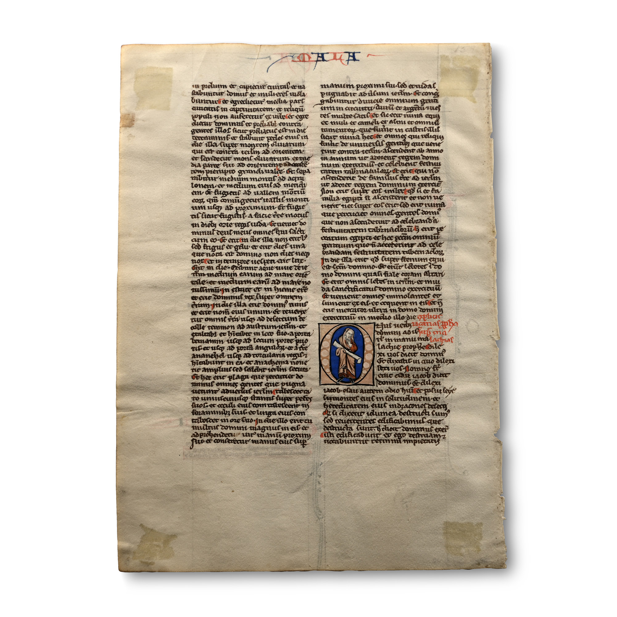 Medieval Book of Malachi Manuscript Page from a Latin Bible