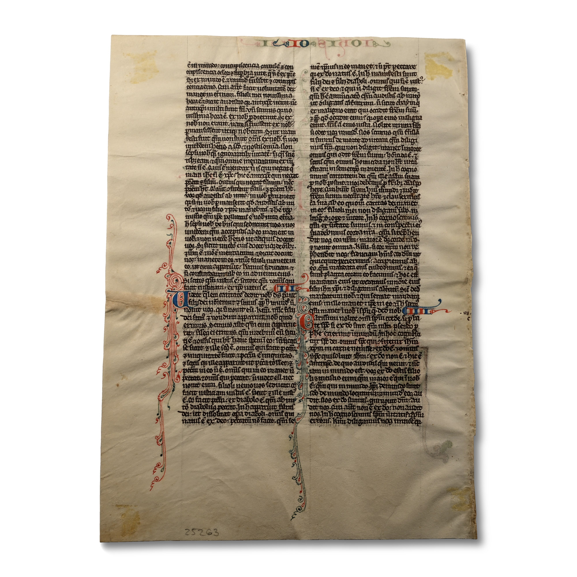 Medieval First Epistle of St. John Manuscript from a Latin Bible