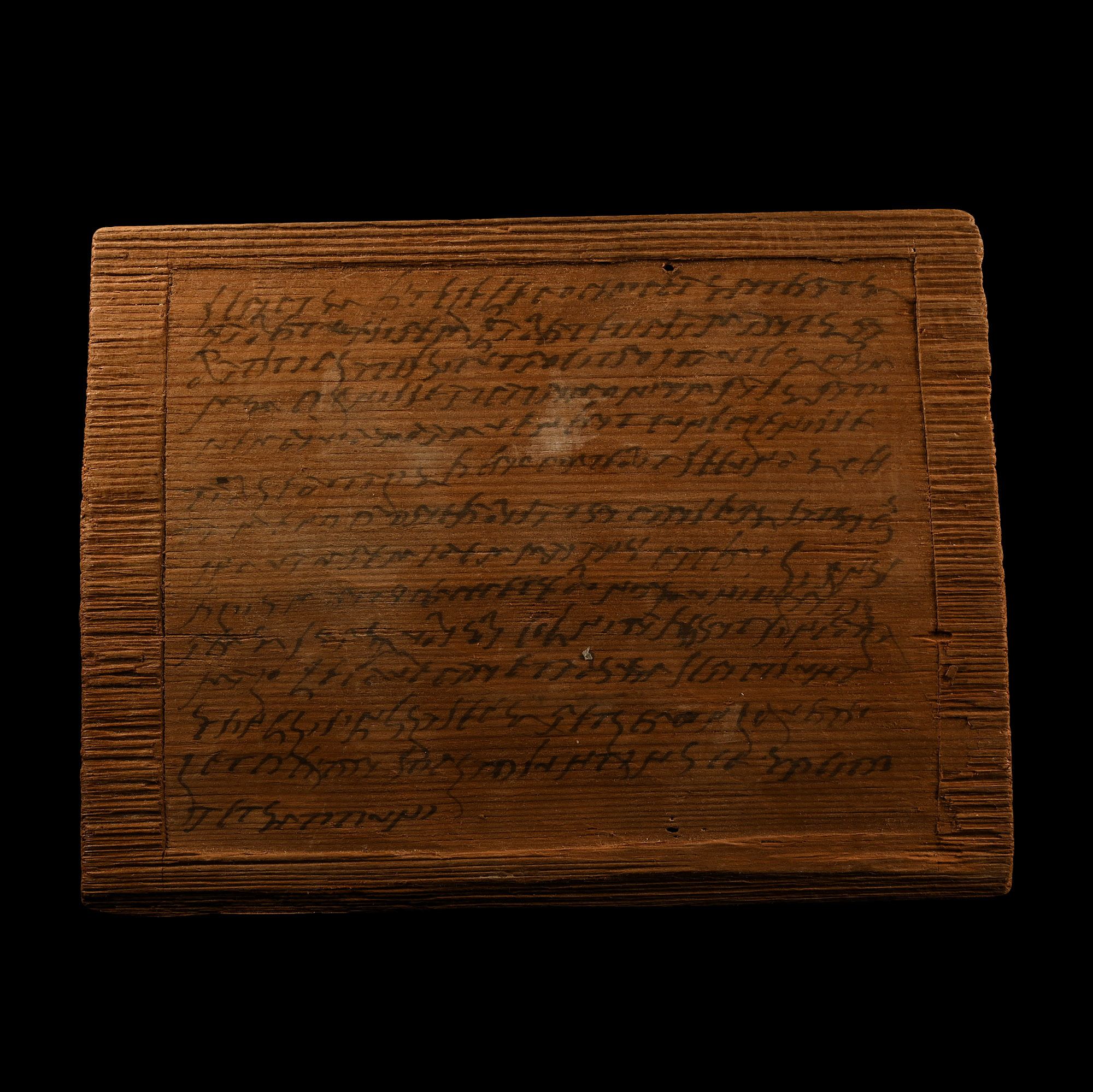 Roman Inked Reused Wooden Wax Tablet For a Contract Negotiated and Agreed at Titiiuni between Maianus and Silvanus