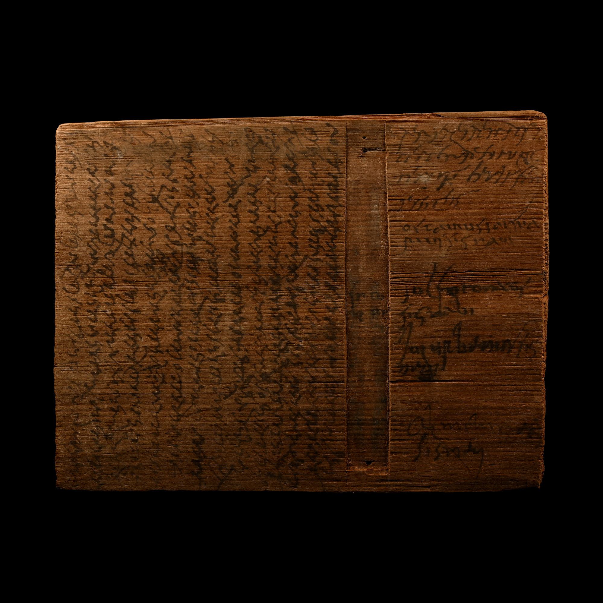 Roman Inked Reused Wooden Wax Tablet For a Contract Negotiated and Agreed at Titiiuni between Maianus and Silvanus