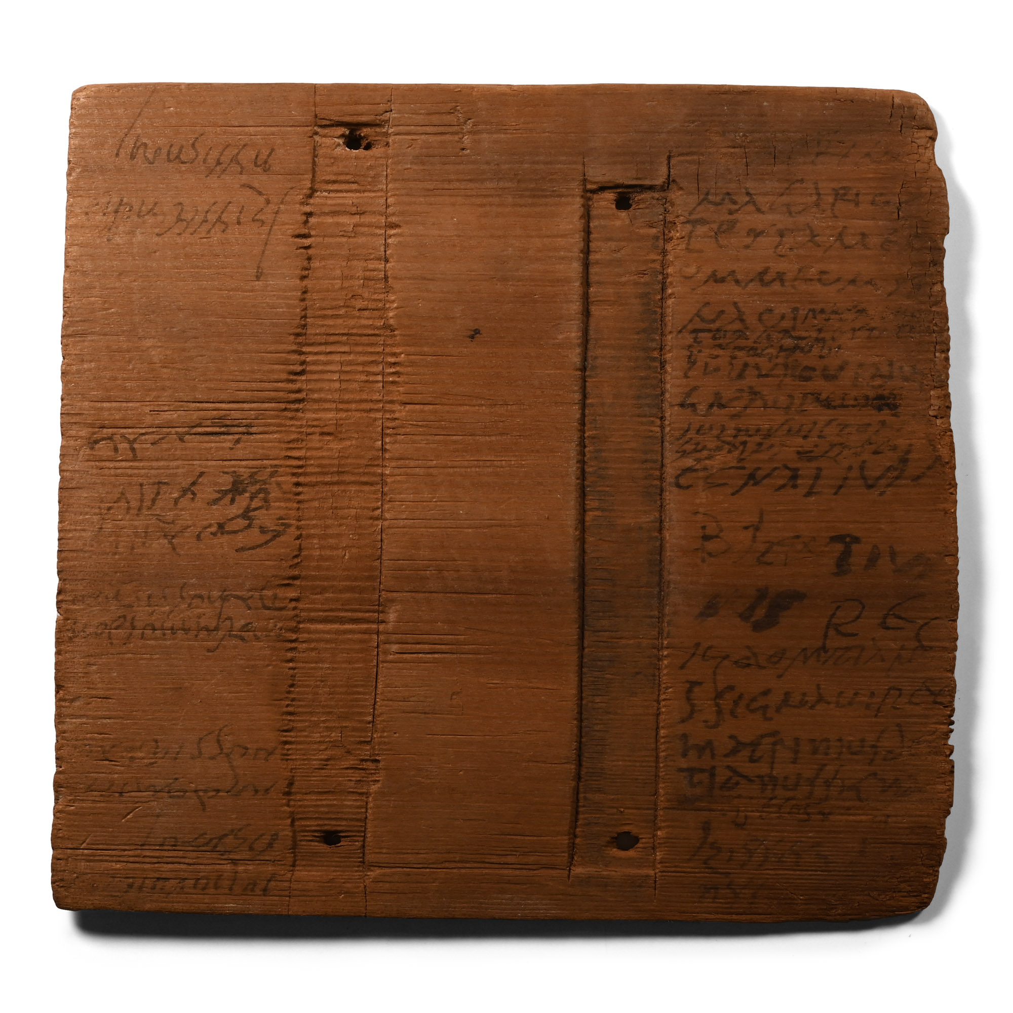 Roman Inked Wooden Tablet, a Testament Overseen by Bonatianus with the Head Witness Being Iulius Lovianus