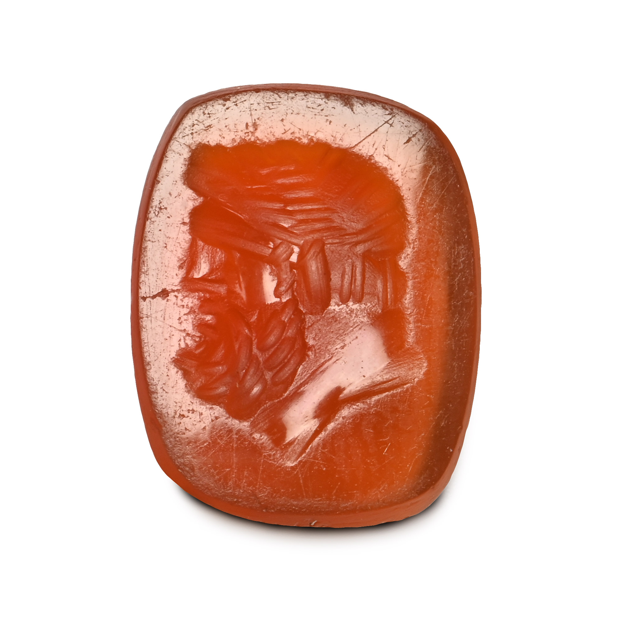Roman Carnelian Gemstone with Profile Head of Hercules