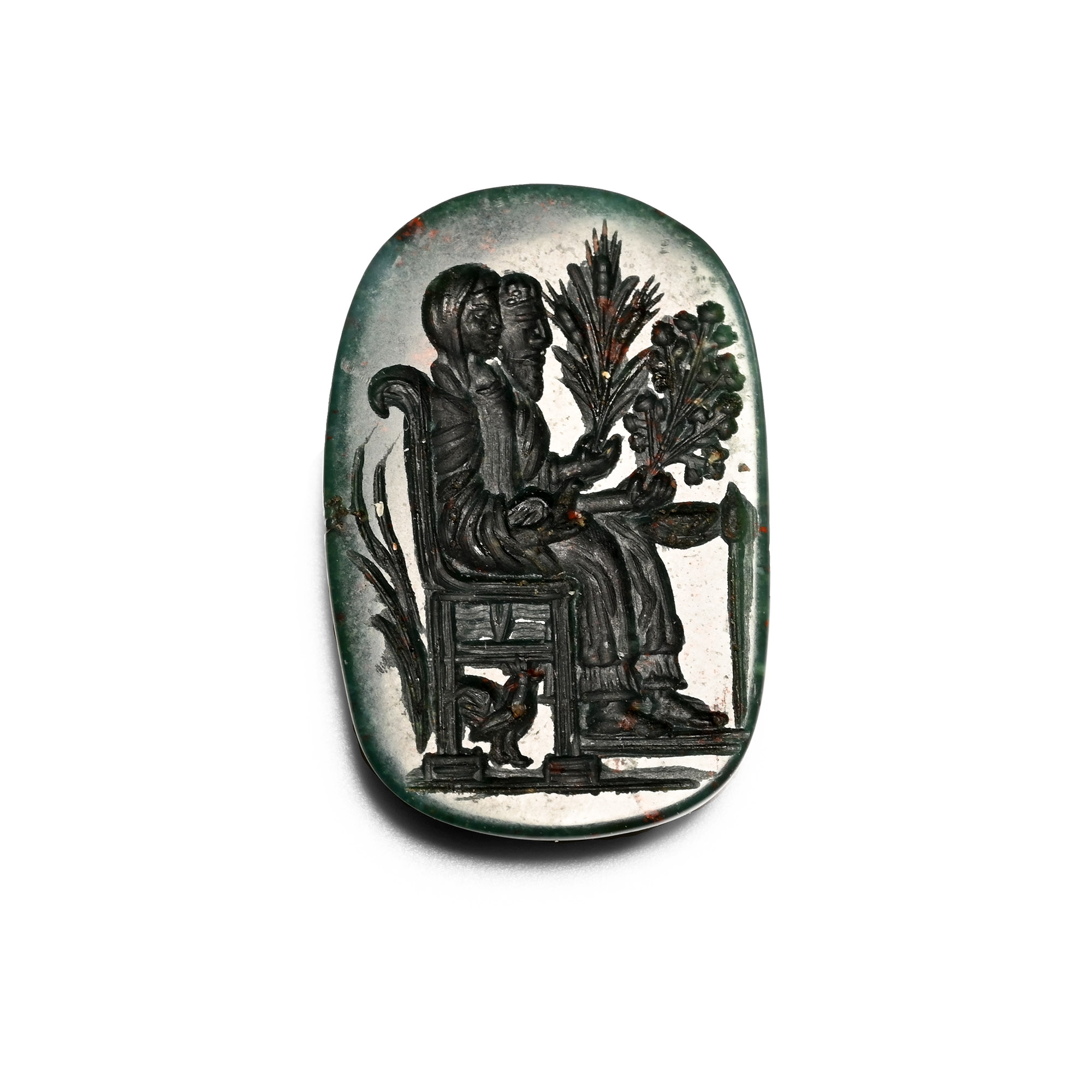 Roman Style Bloodstone Gemstone with Hades and Persephone