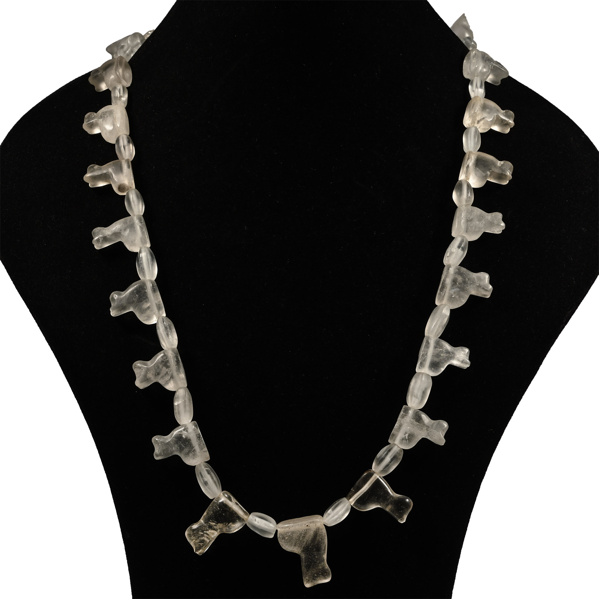 Rock Crystal Bead Necklace with Amulets