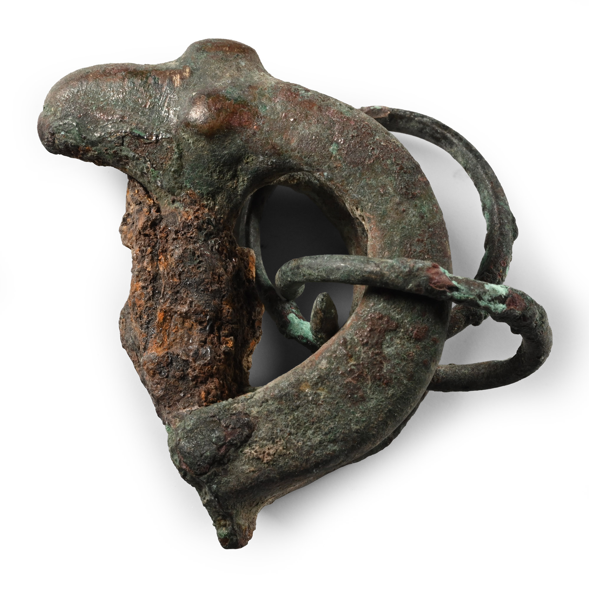 Luristan Bronze Mouflon Head with Rings