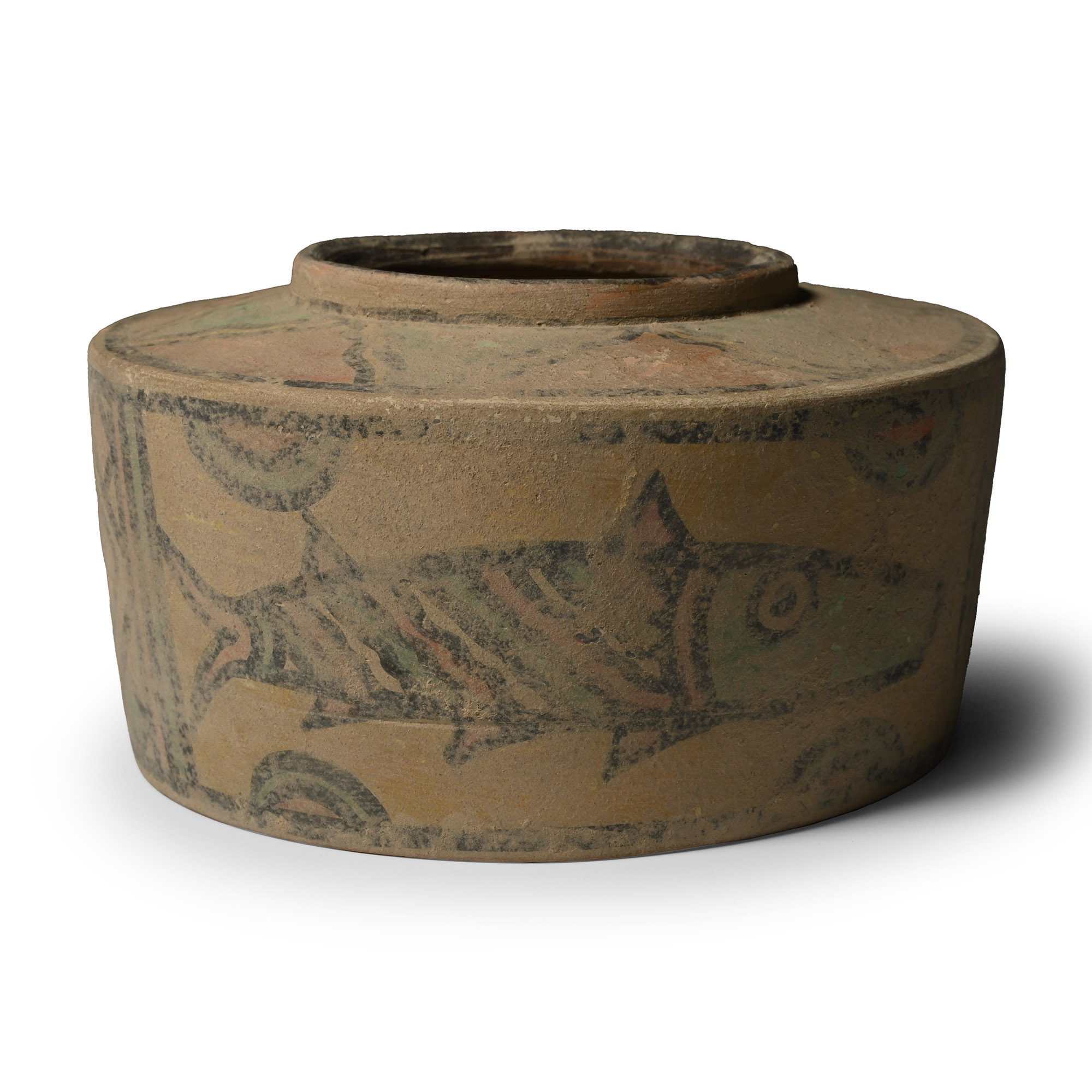 Indus Valley Painted Terracotta Vessel with Fishes