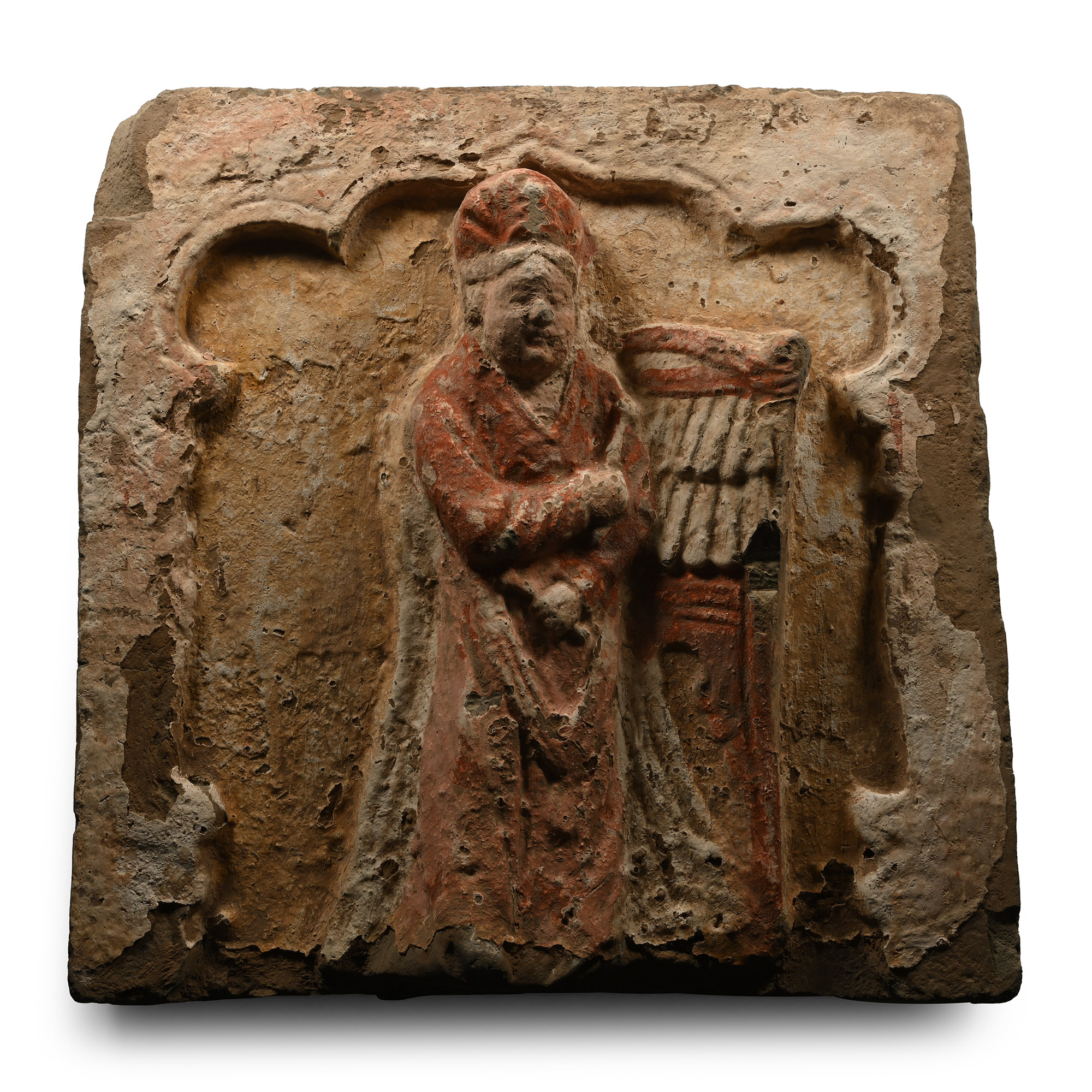 Chinese Song Terracotta Tile with Handprint Signature to Verso