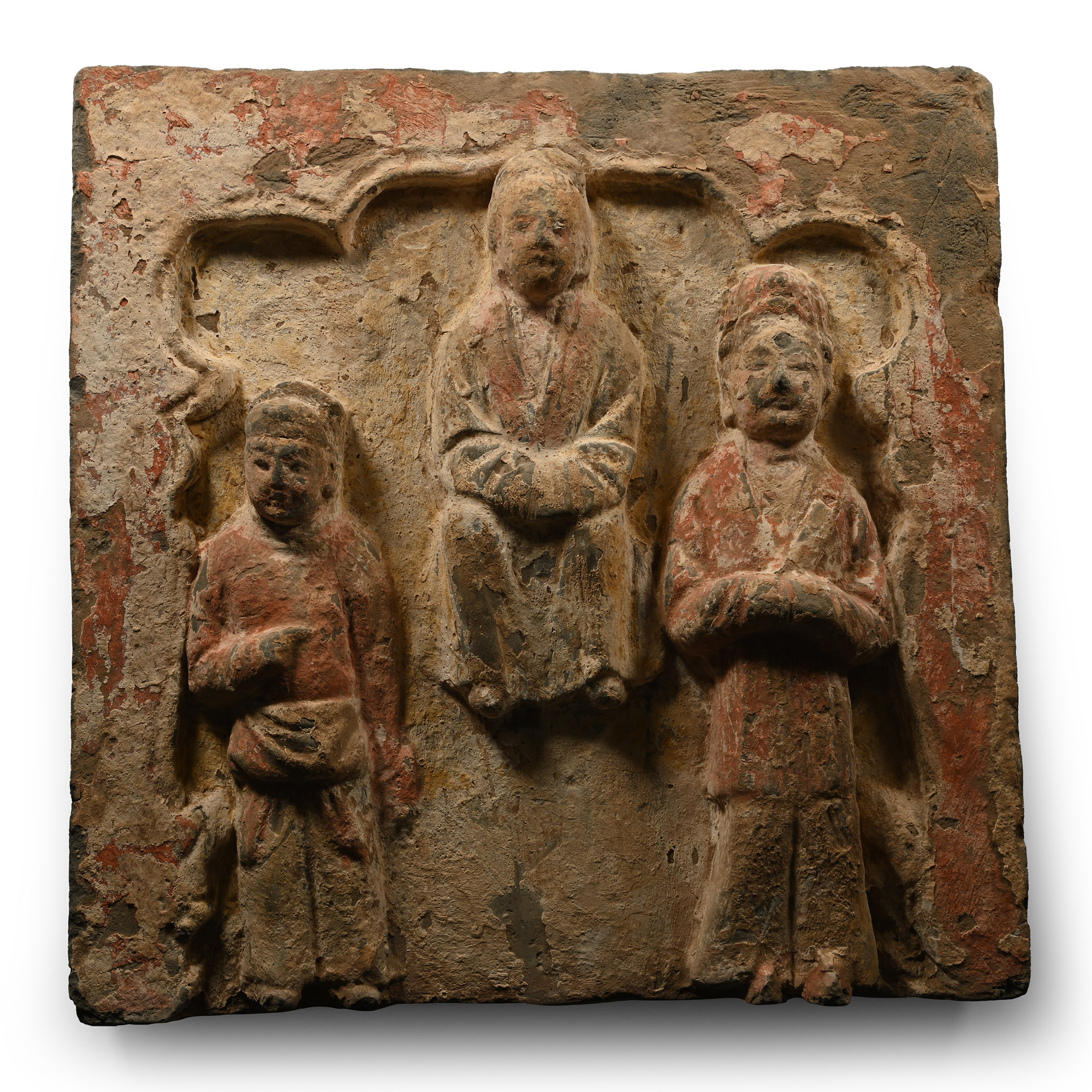 Chinese Song Terracotta Tile with Handprint Signature to Verso