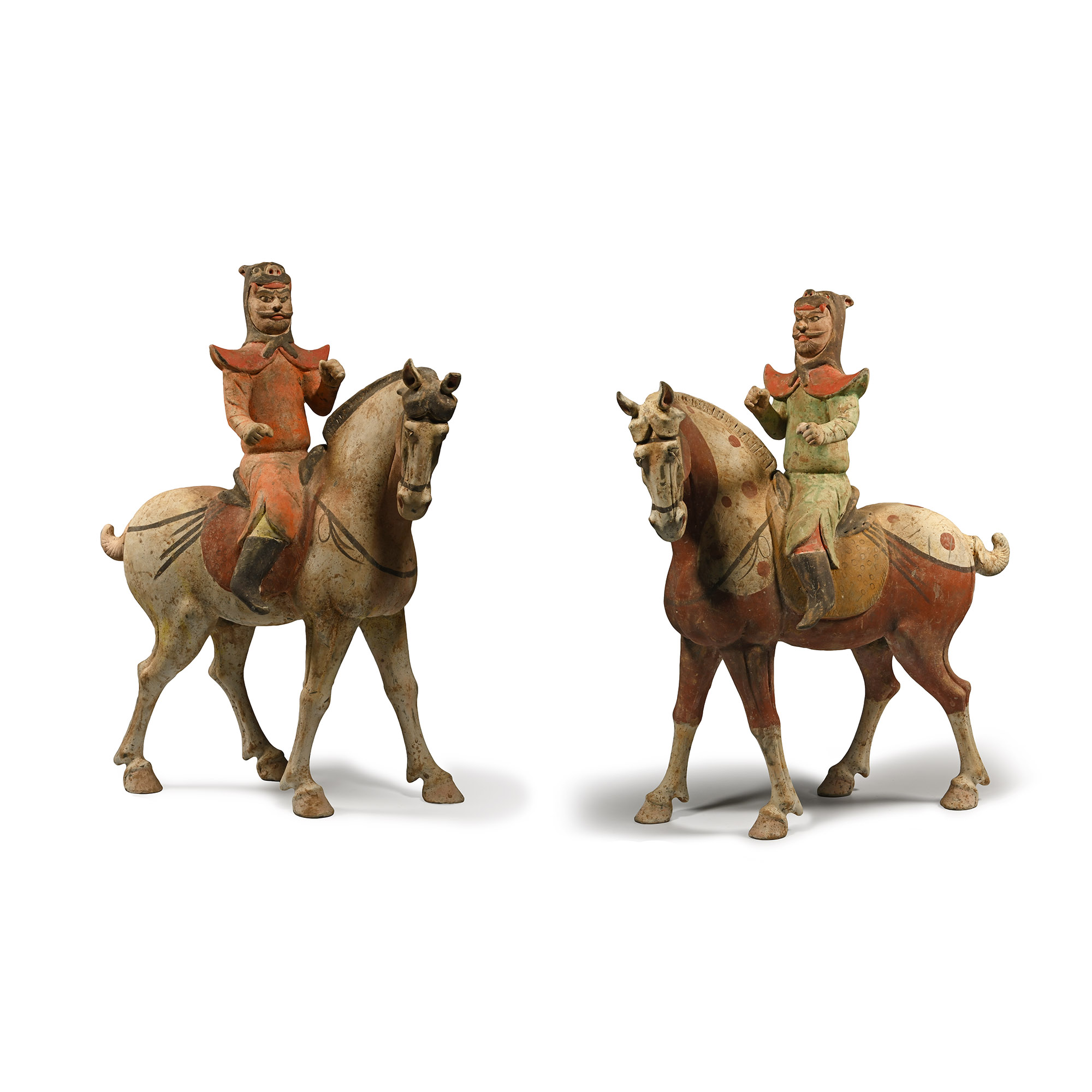 Chinese Tang Terracotta Mounted Soldier Pair