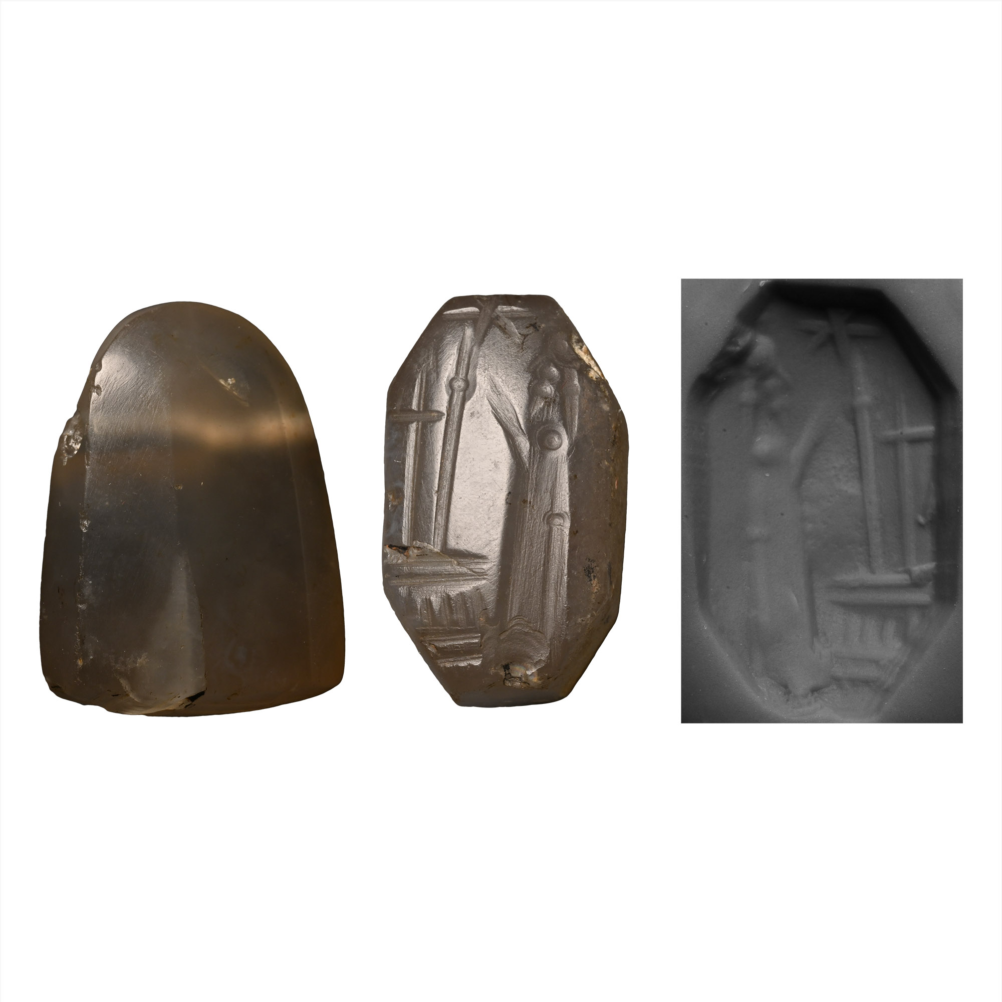 Neo-Babylonian Chalcedony Stamp Seal with Cultic Scene