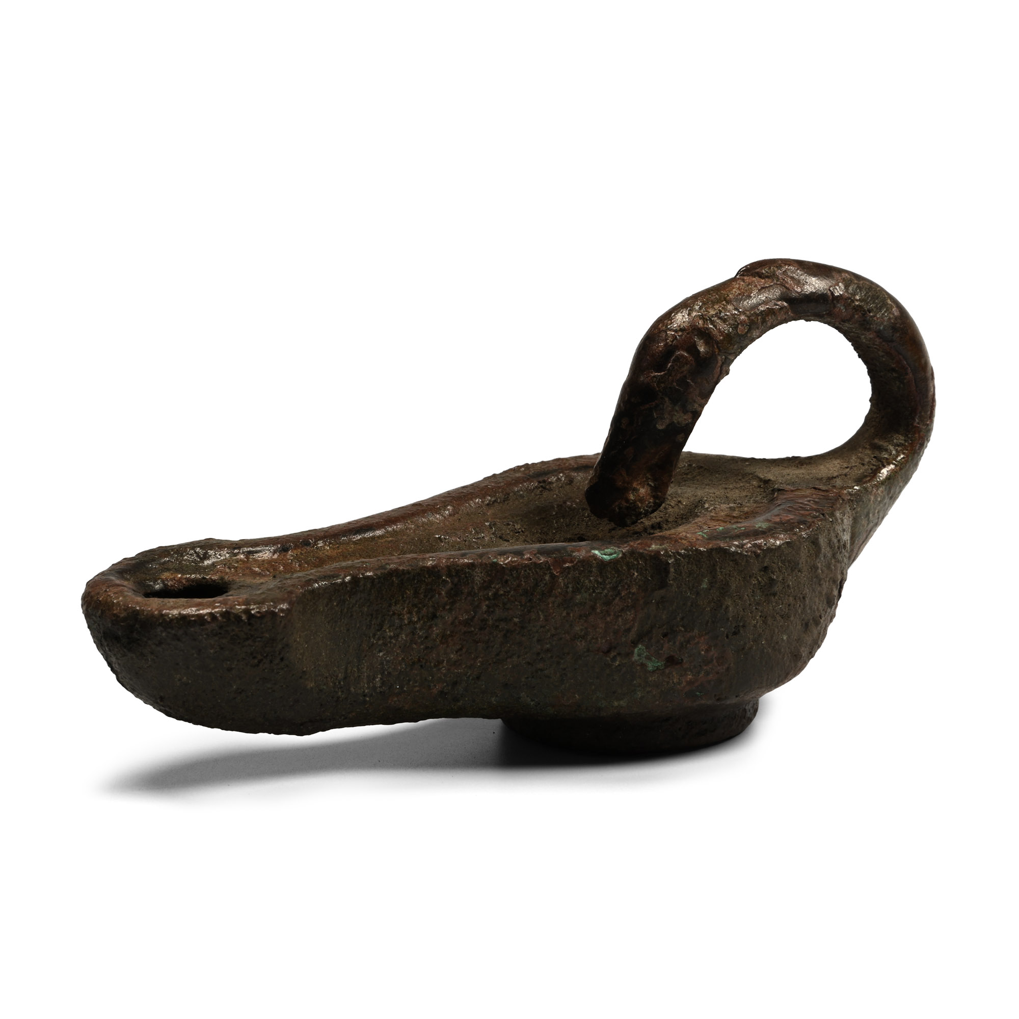 Roman Bronze Oil Lamp with Duck's Head