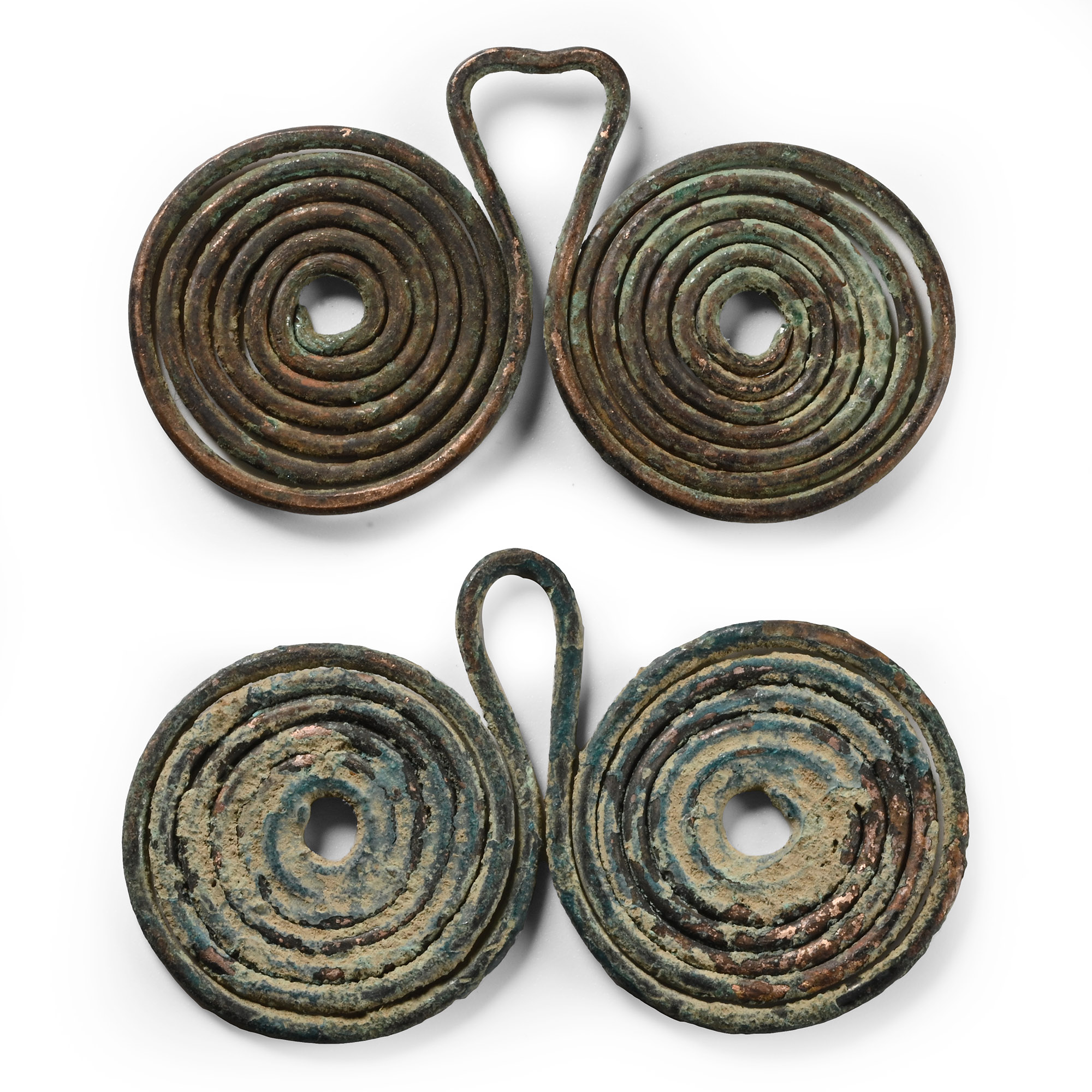 Bronze Age Spiral Pendant Pair