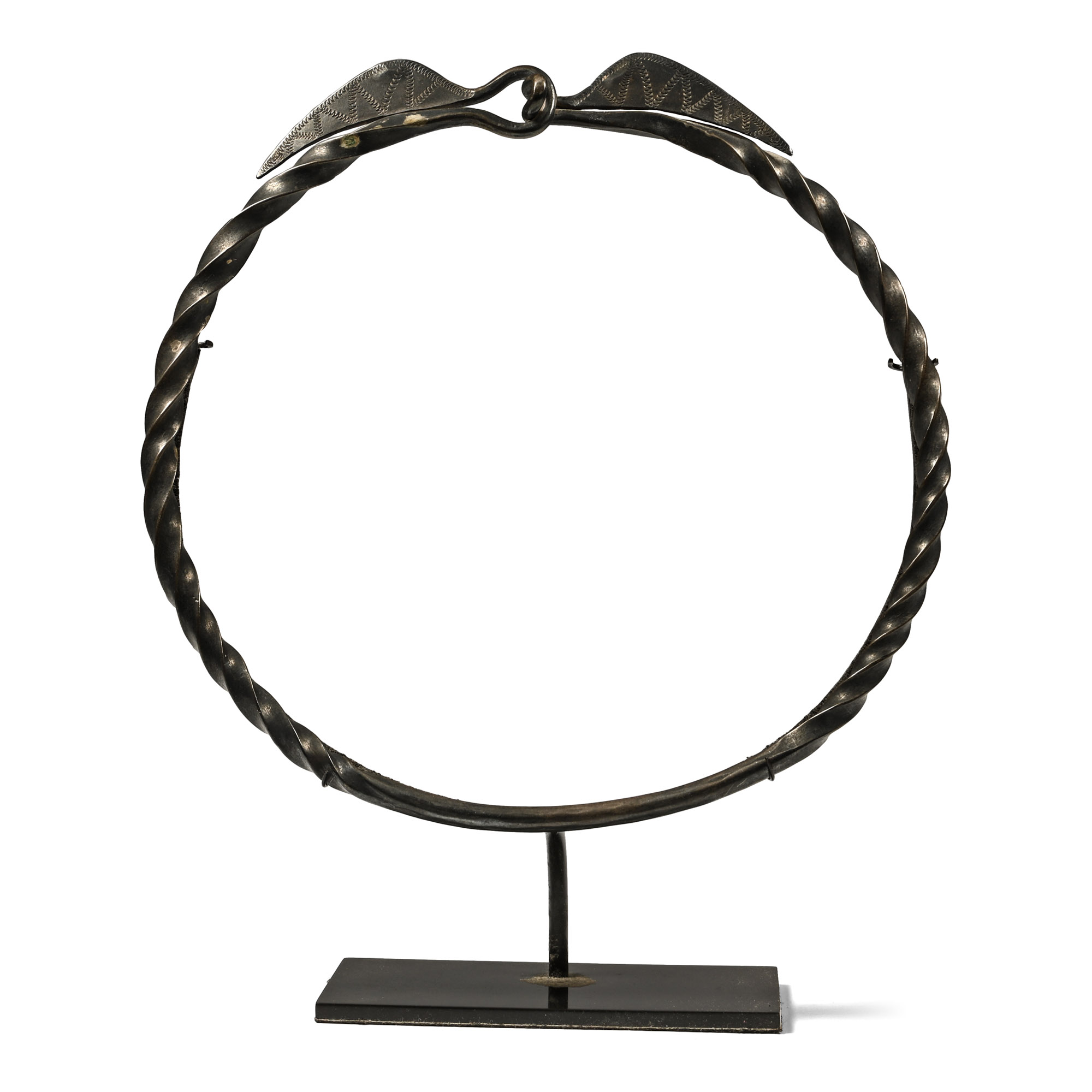 Viking Silver Twisted Torc with Stamped Terminals