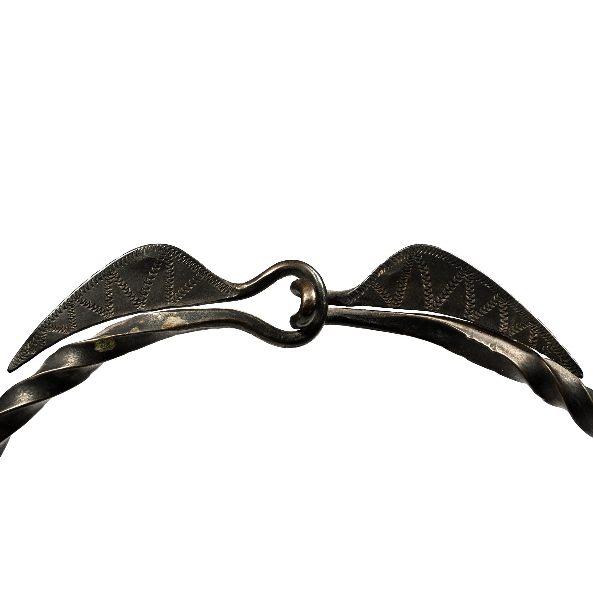 Viking Silver Twisted Torc with Stamped Terminals