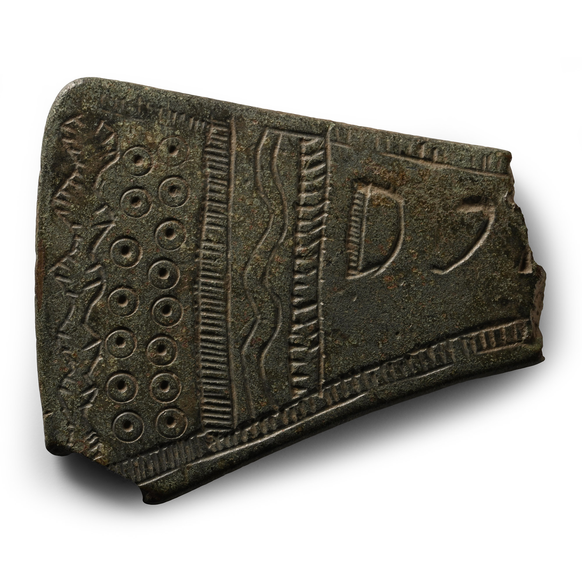 Viking Decorated Bronze Axehead Section