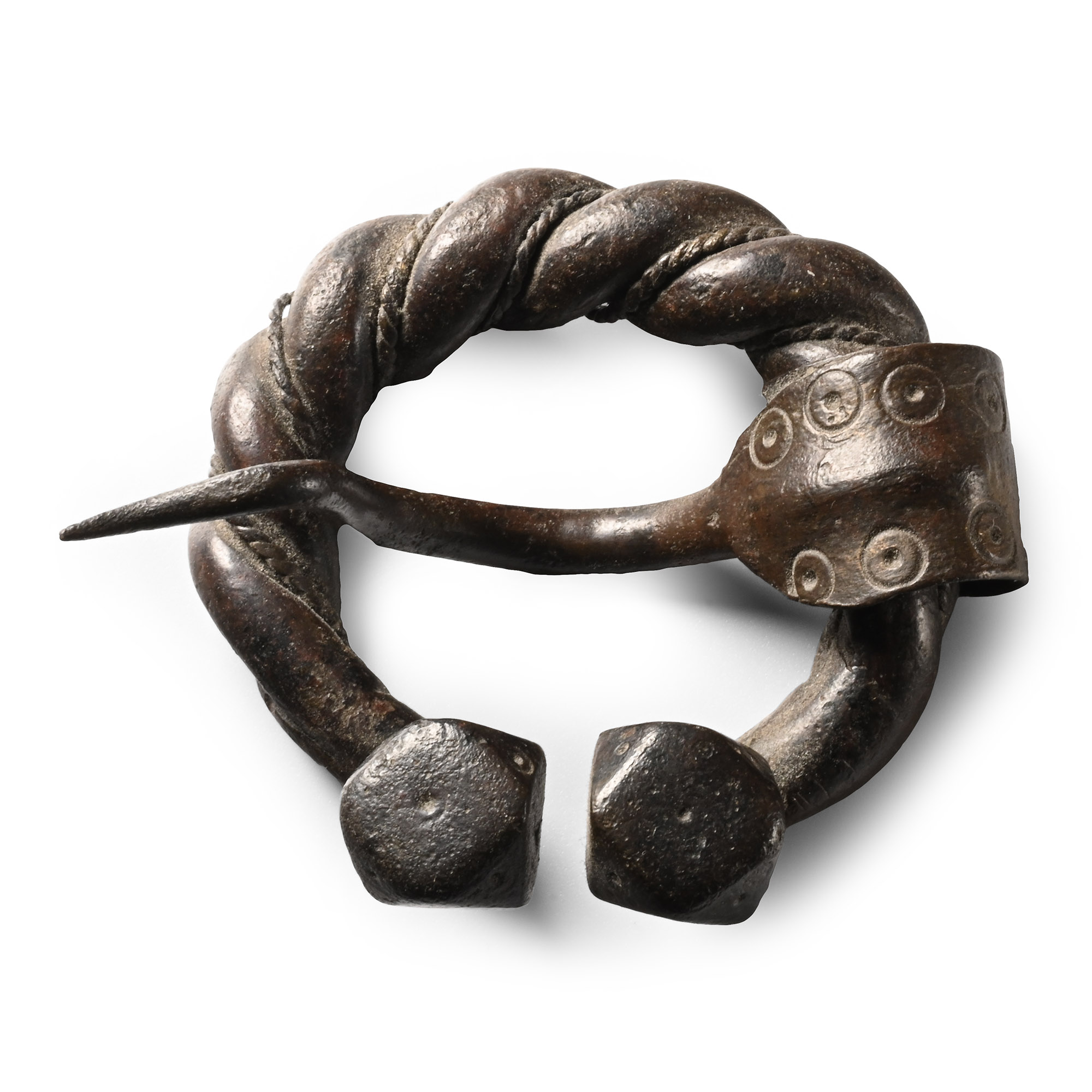 Viking Bronze Twisted Penannular Brooch