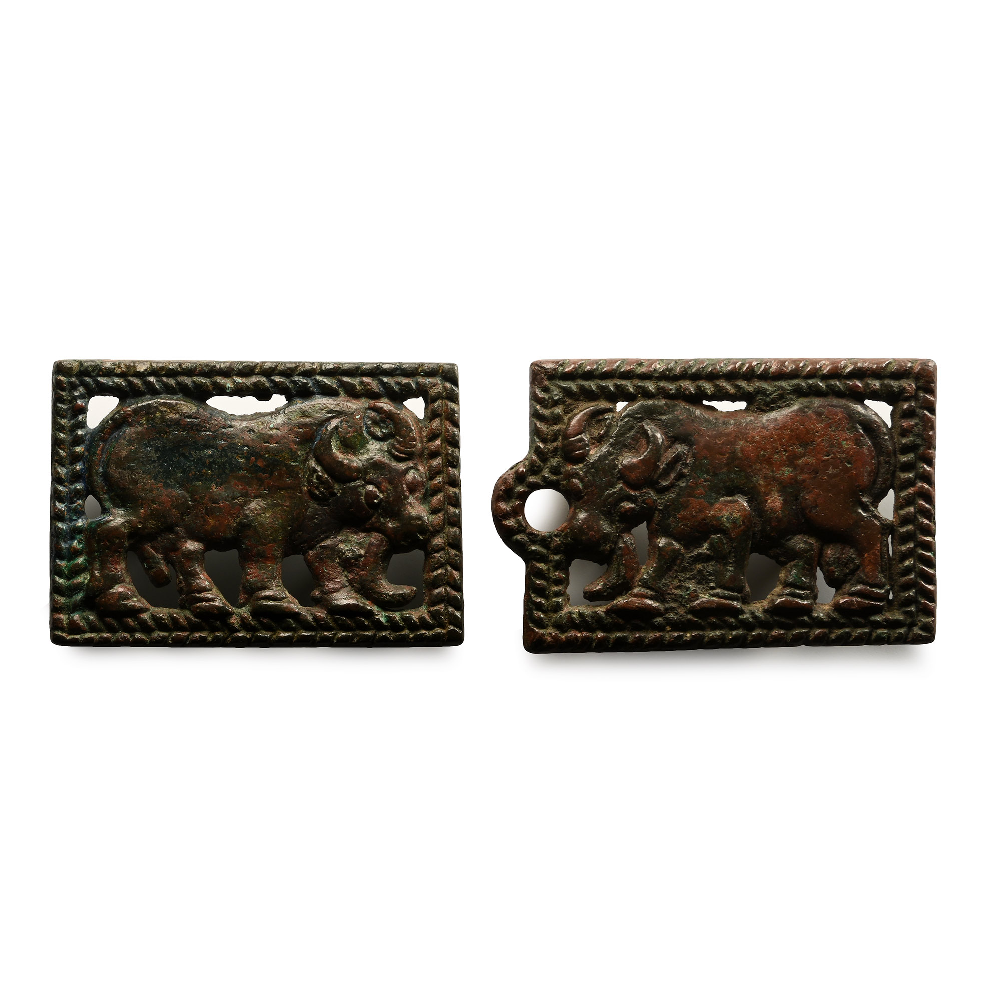 Ordos Bronze Belt Buckle Pair with Bulls
