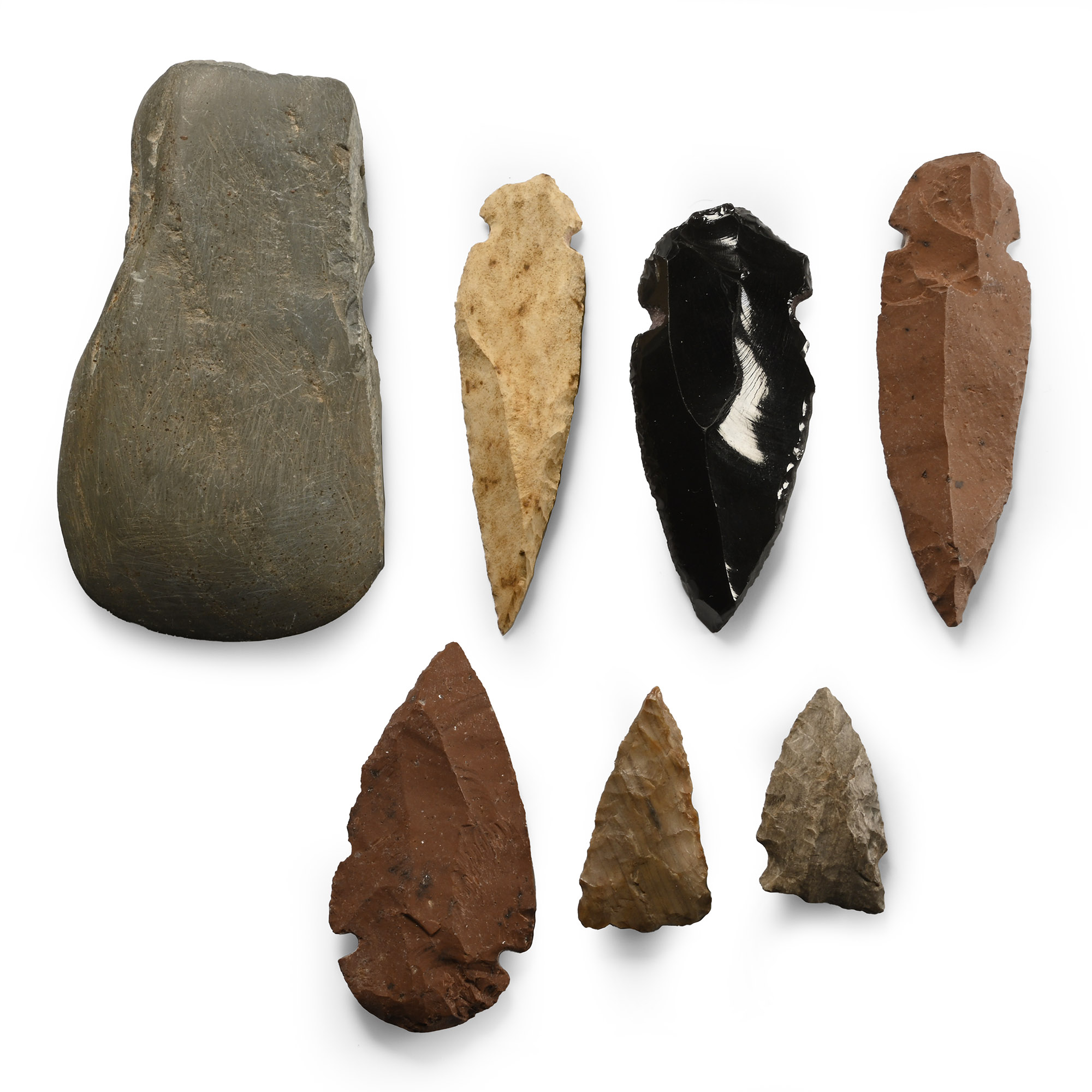 Native American Stone Arrowhead and Tool Collection