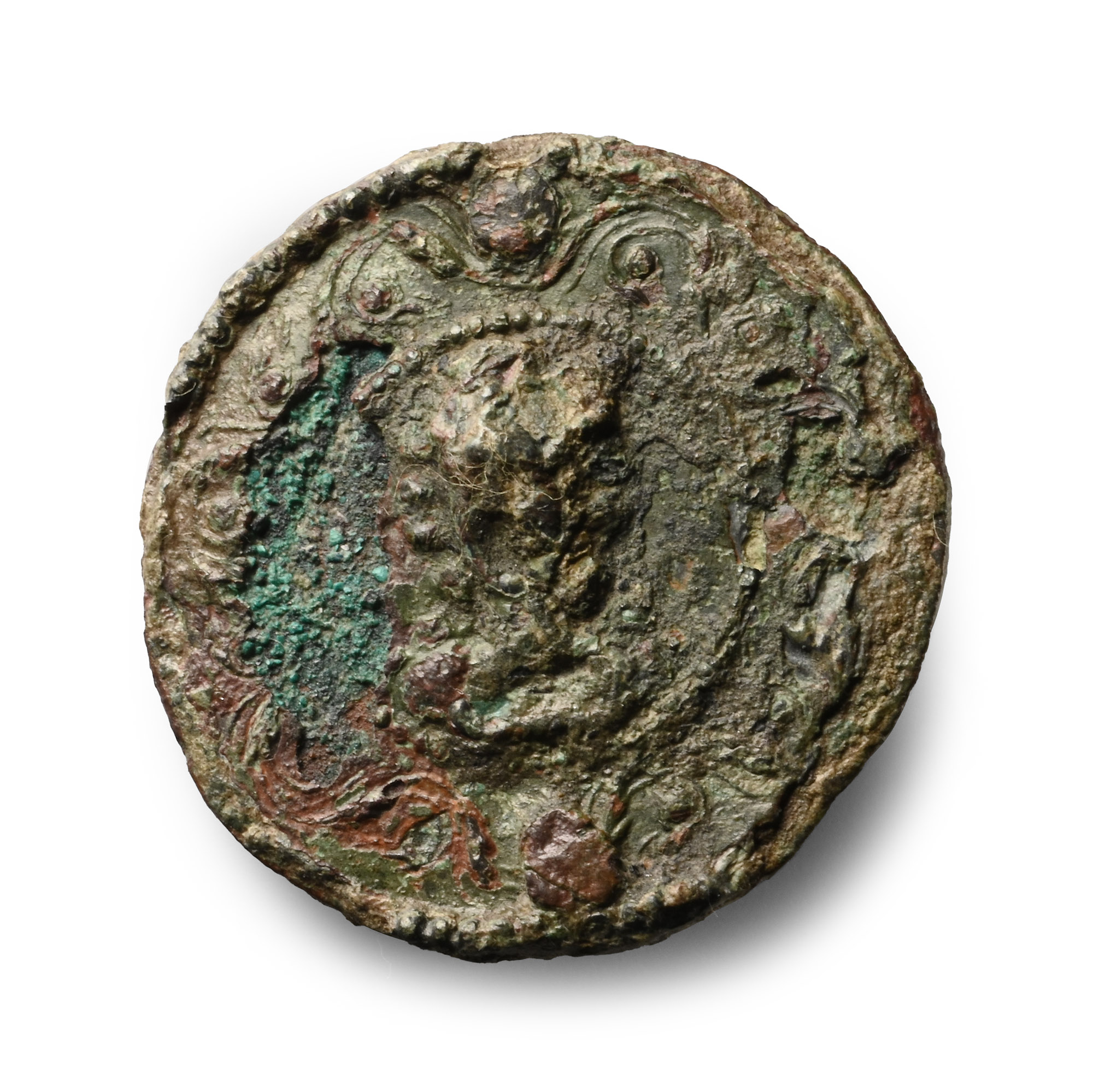 Roman Bronze Plate Brooch with Portrait of an Emperor