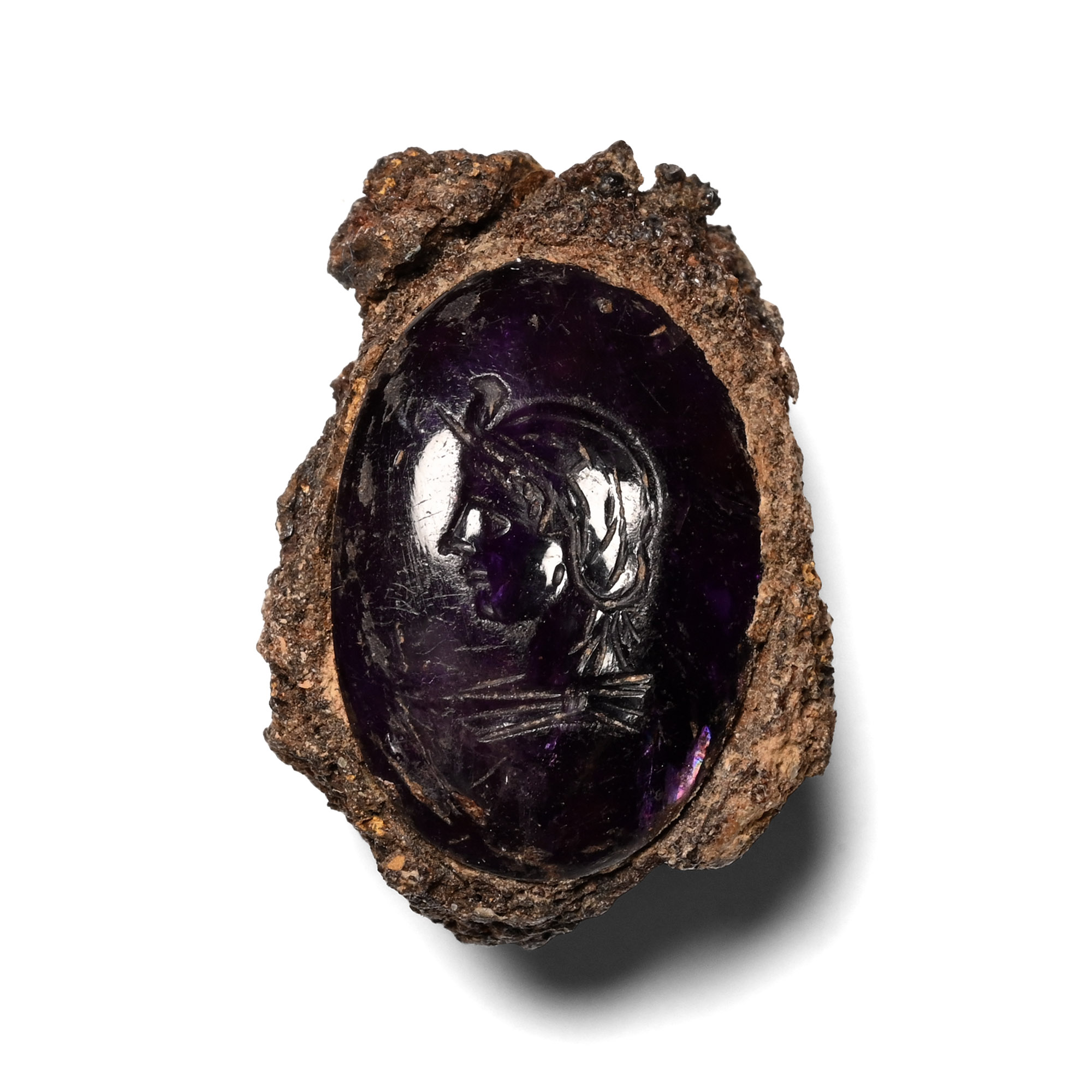 Roman Amethyst Gemstone with Head of Alexandria