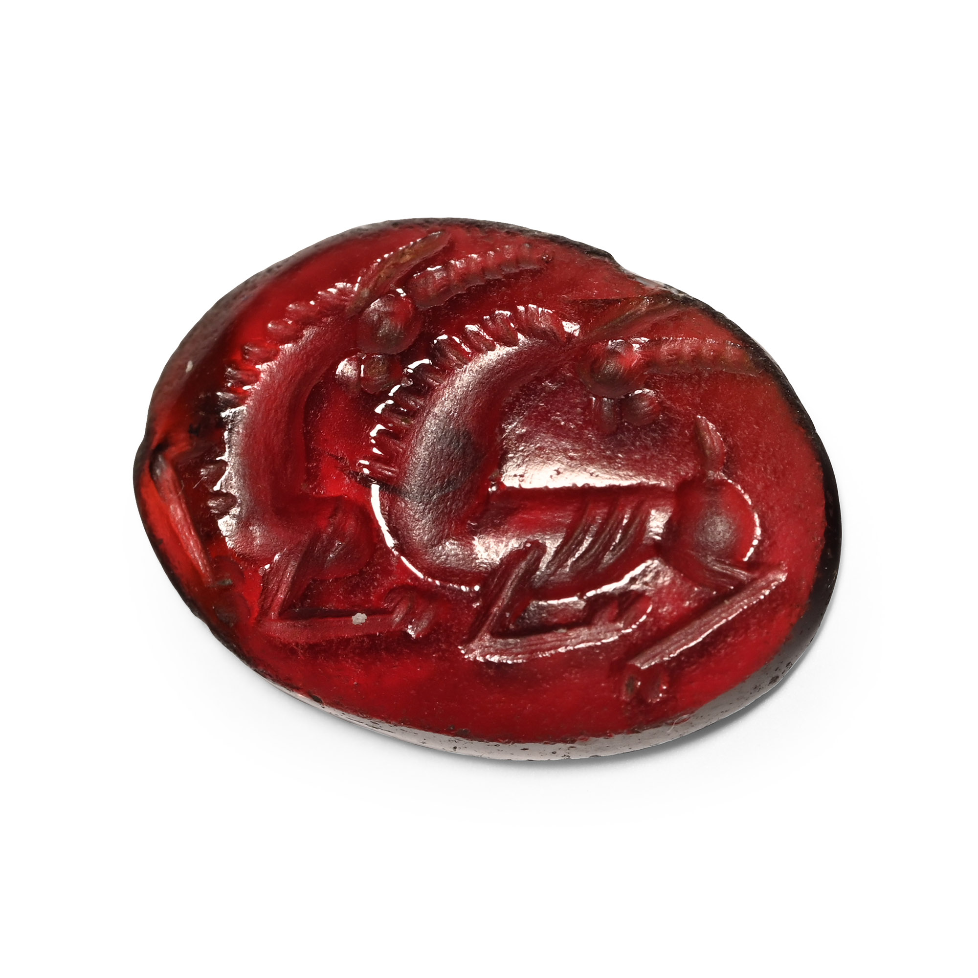 Eastern Roman Garnet Gemstone with Jugate Horses