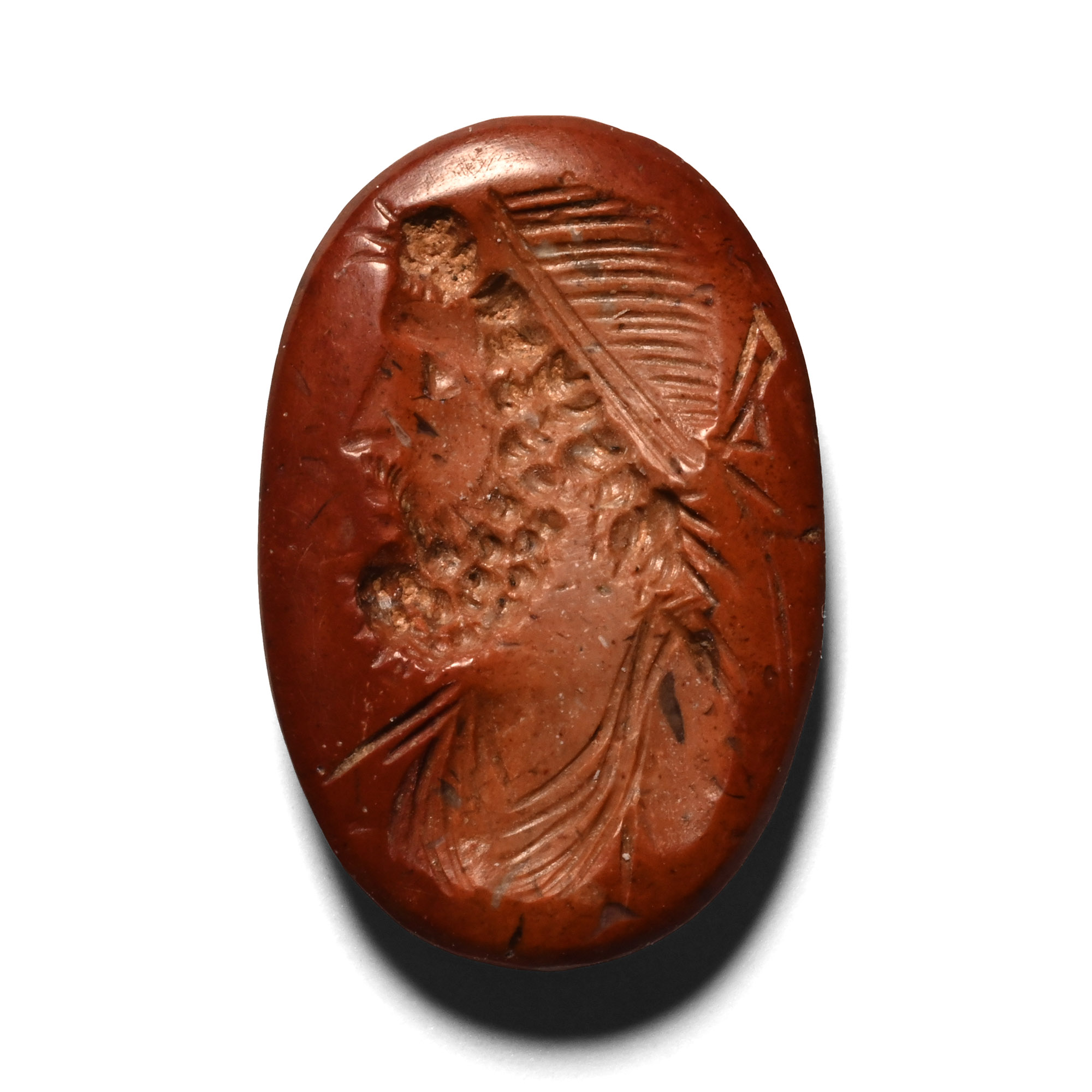 Roman Oxidised Brown Jasper Gemstone with Head of Zeus