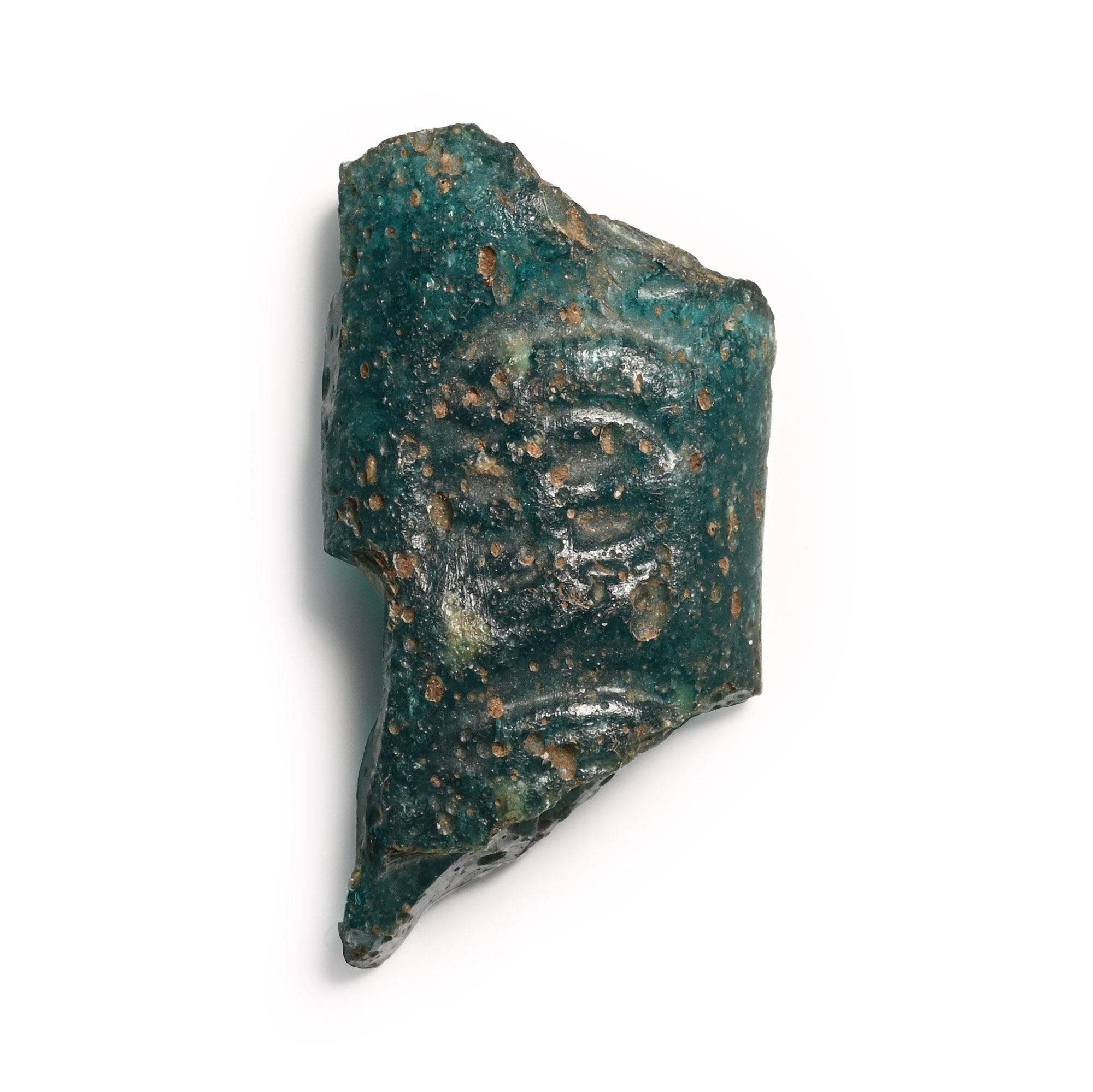 Roman Glass Bracelet Fragment with Menorah Stamp