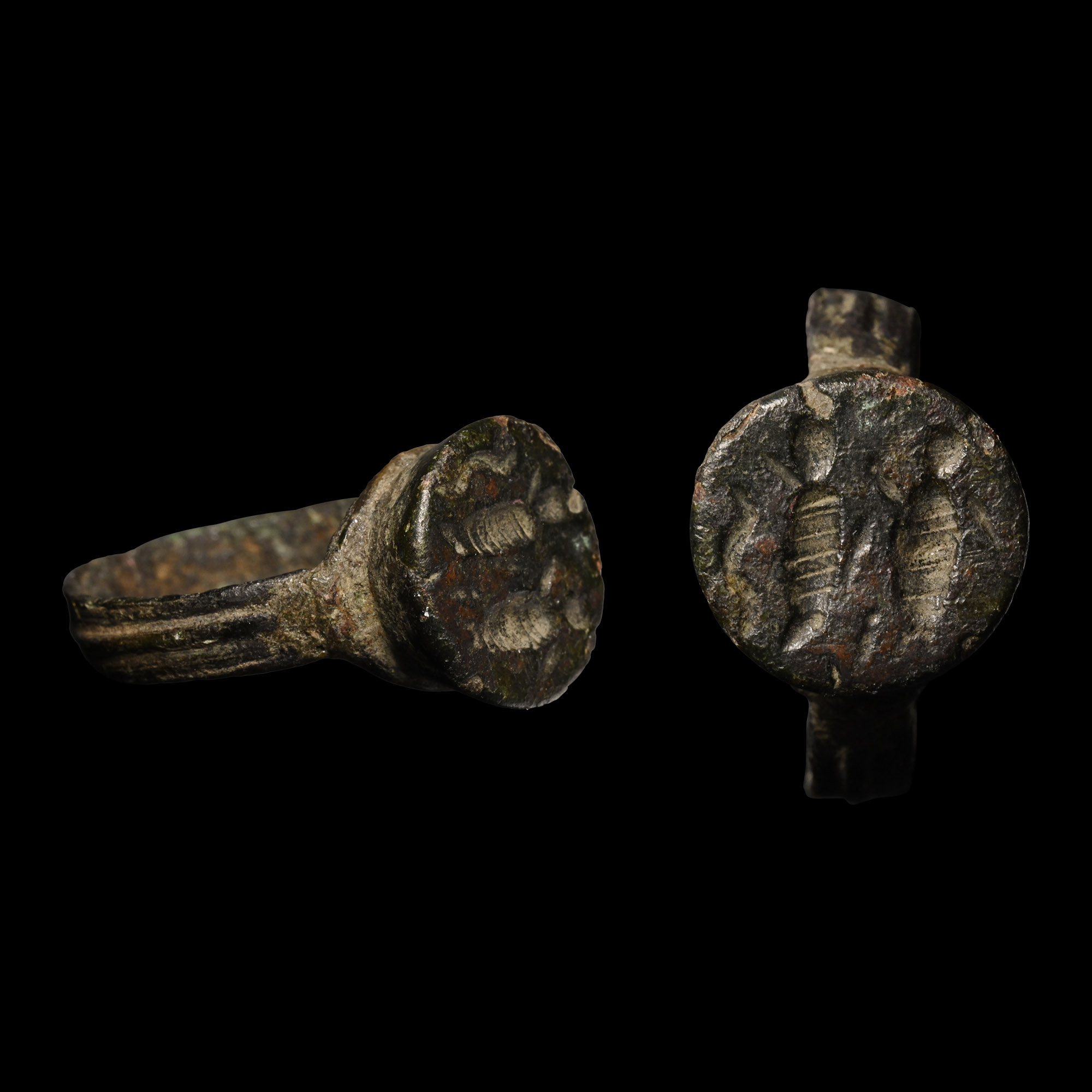 Western Asiatic Bronze Ring with Processional Figures