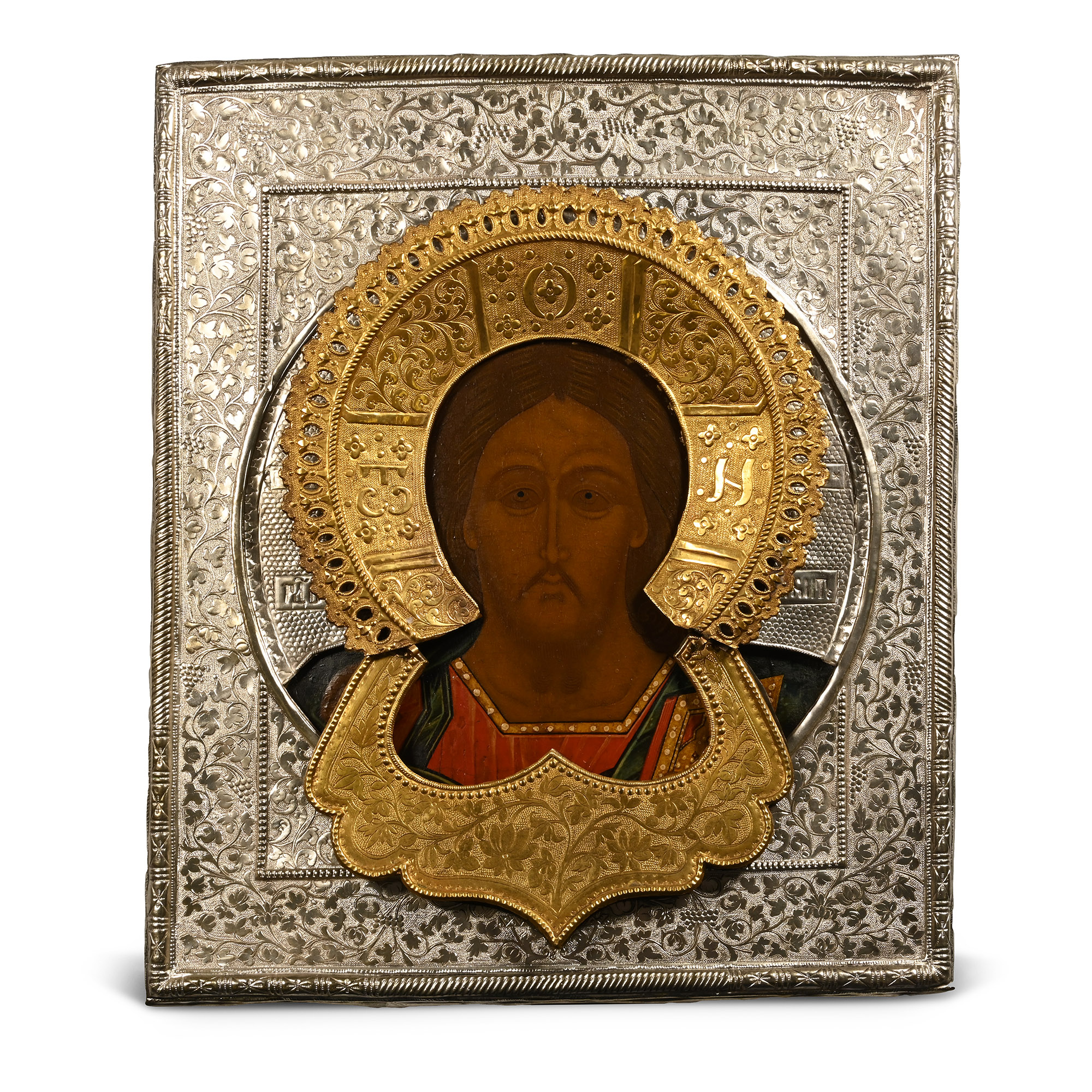 Russian Icon with Bust of Christ Pantokrator